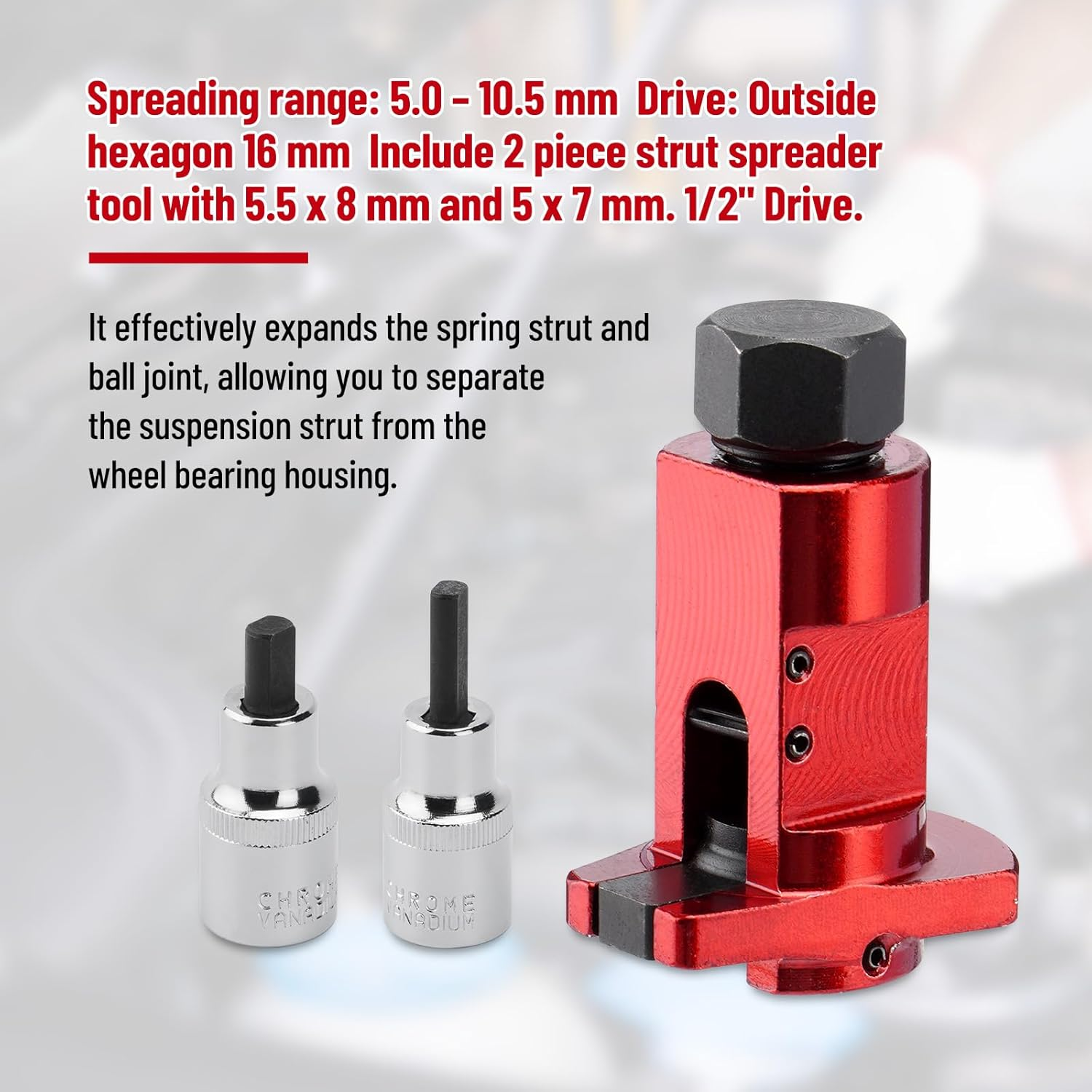 SPARKWHIZ Strut Spreader Tool, Suspension Strut Knuckle Spreader 5.0 &ndash; 10.5 Mm + Suspension Strut Spreader Socket Tool image number 5
