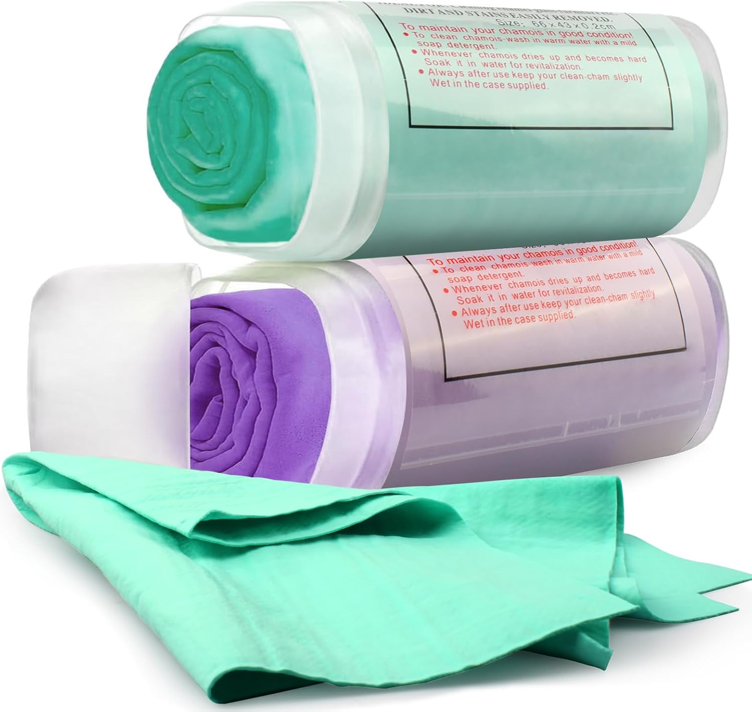 Car Drying Towel,Premium Chamois Drying Cloth Shammy Towel for Car,2Pk (25&rdquo;X17&rdquo;) Super Absorbent Reusable Chamois Towels by H HOME-MART (Blue+Purple)