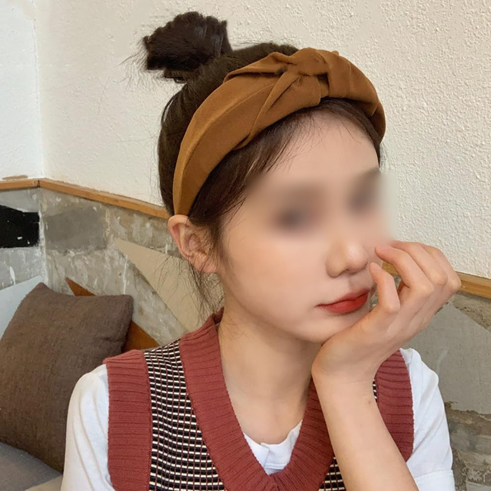 Trendy Knotted Headbands with Wide Knot Headbands, Cross Knot Headbands, Cute Twisted Headbands, Fashion Non-Slip, Decorative Fabric Headband for Women and Girls, Pack of 3