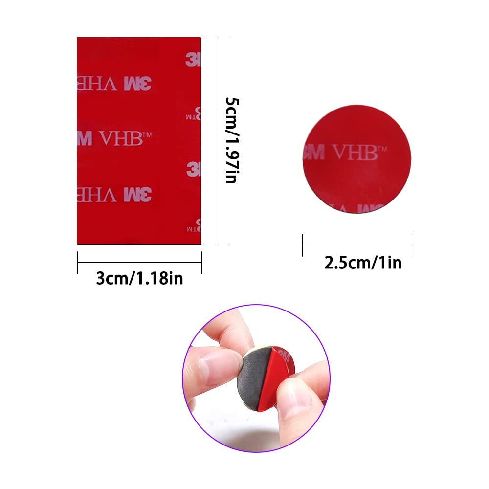 12 Pcs 3M VHB Adhesive Pads,Danzix Double Sided Sticky round and Rectangle Replacement Mounting Tape image number 3