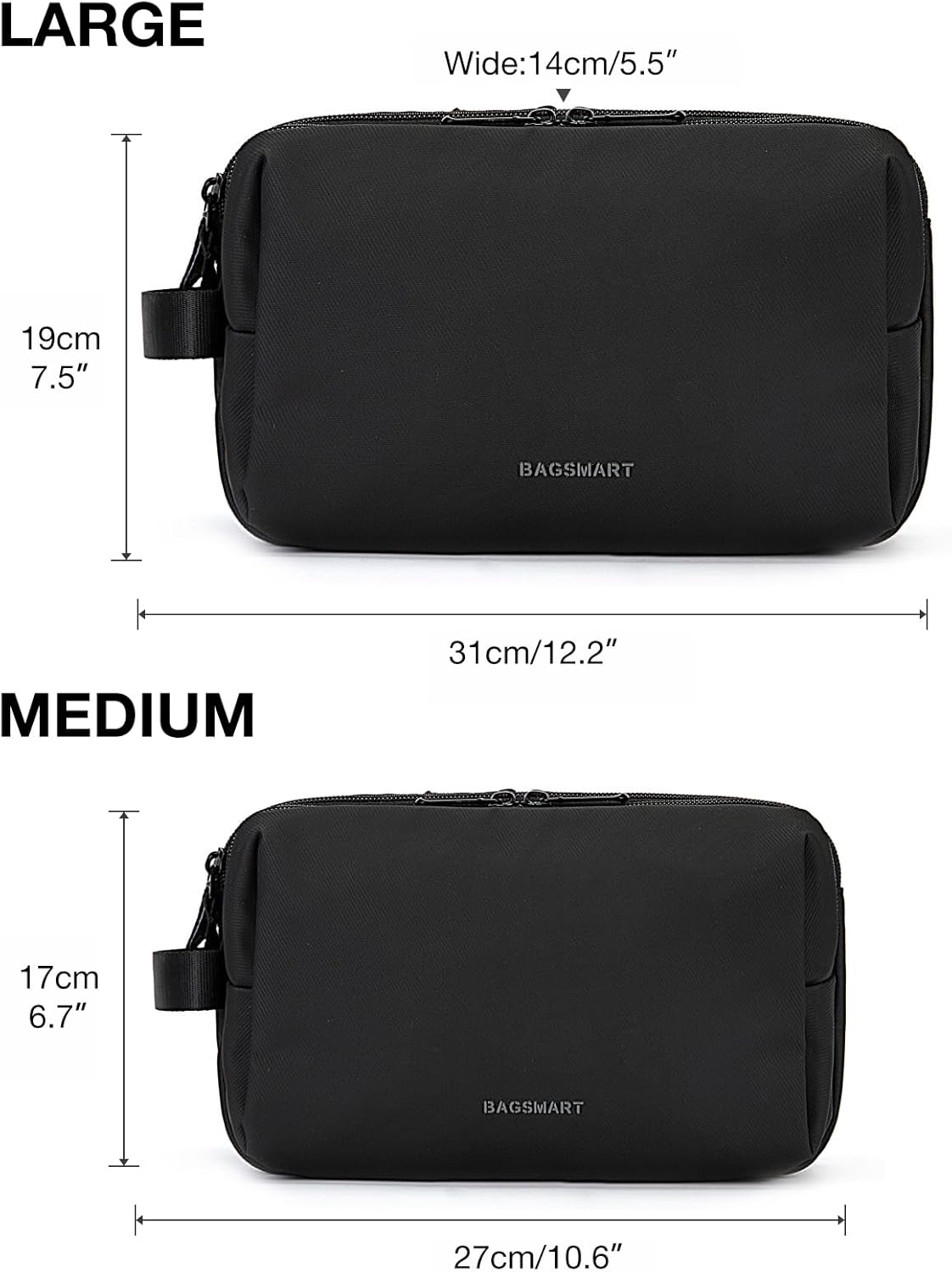 BAGSMART Toiletry Bag for Men, Travel Toiletry Organizer Dopp Kit Water-Resistant Shaving Bag for Toiletries Accessories, Door Room Essentials, Black, Standard, Pu Leather image number 7
