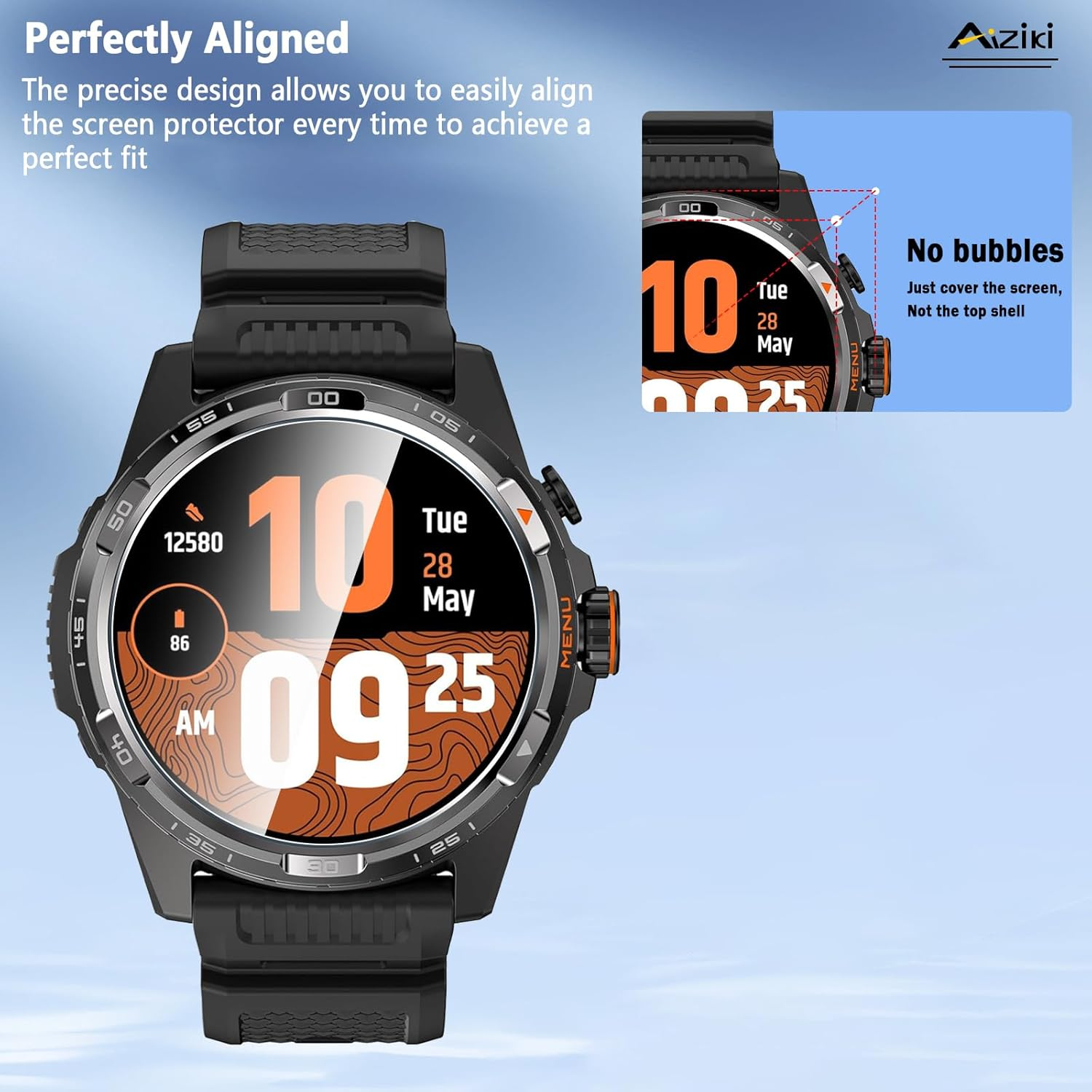 Aiziki Glass Screen Protector for Ticwatch Atlas/Ticwatch Pro 5 Enduro/Ticwatch Pro 5/ Ticwatch Pro 3/ Ticwatch Pro 3 Ultra, Anti-Scratch, Bubble Free, [4 Pack] Screen Protectors Ticwatch Atlas image number 5