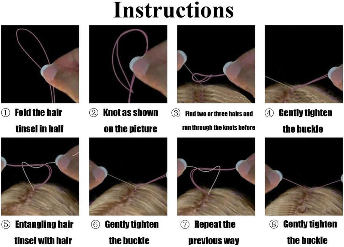 Aufondof Hair Tinsel Kit 12 Colors, 2100 Strands 47 Inches Sparkling Tinsel Hair Extensions with Tool, Glitter Bling Synthetic Hair Streaks for Birthday Halloween Christmas New Year Party image number 1