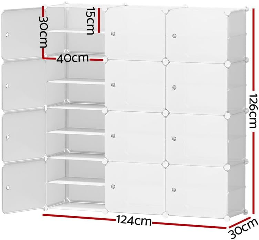 Artiss Shoe Rack Storage Cabinet 12 Cubes DIY Box Drawers Organiser Shoes Shelf Stand White Portable Wardrobe Organizer Hallway Table Home Decor Bedroom Furniture image number 5