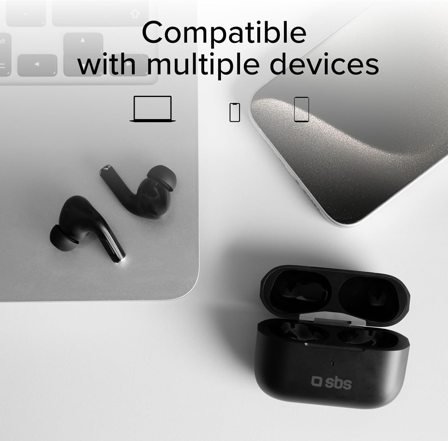 SBS Air Kab Max TWS In-Ear Headphones True Wireless Stereo Case with Wireless Charging Hall Switch Dual Leader Autonomy 5H Touch Control for Smartphone Tablet Laptop Black image number 6