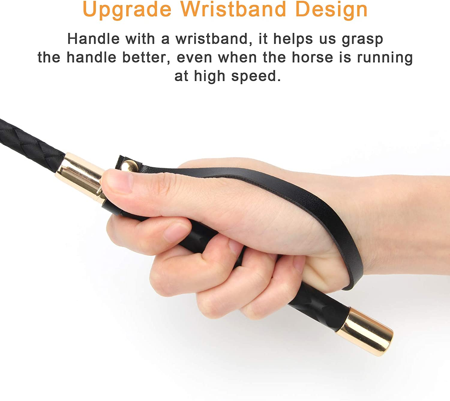 Coolrunner Riding Crop for Horse, 18 Inch Horse Whip with PU Leather Equestrianism Horse Crop Double Slapper Horse Whip Black Crops for Horses image number 4