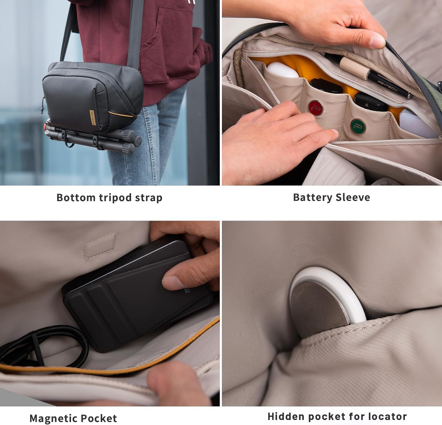 PGYTECH Onego Solo V2 Camera Sling Bag, 6L Crossbody Bag for Urban Travel Photographers, Mirrorless Camera Bag for Sony/Canon/Nikon/Dji Mavic/Air/Mini/Tripod/Laptop image number 6