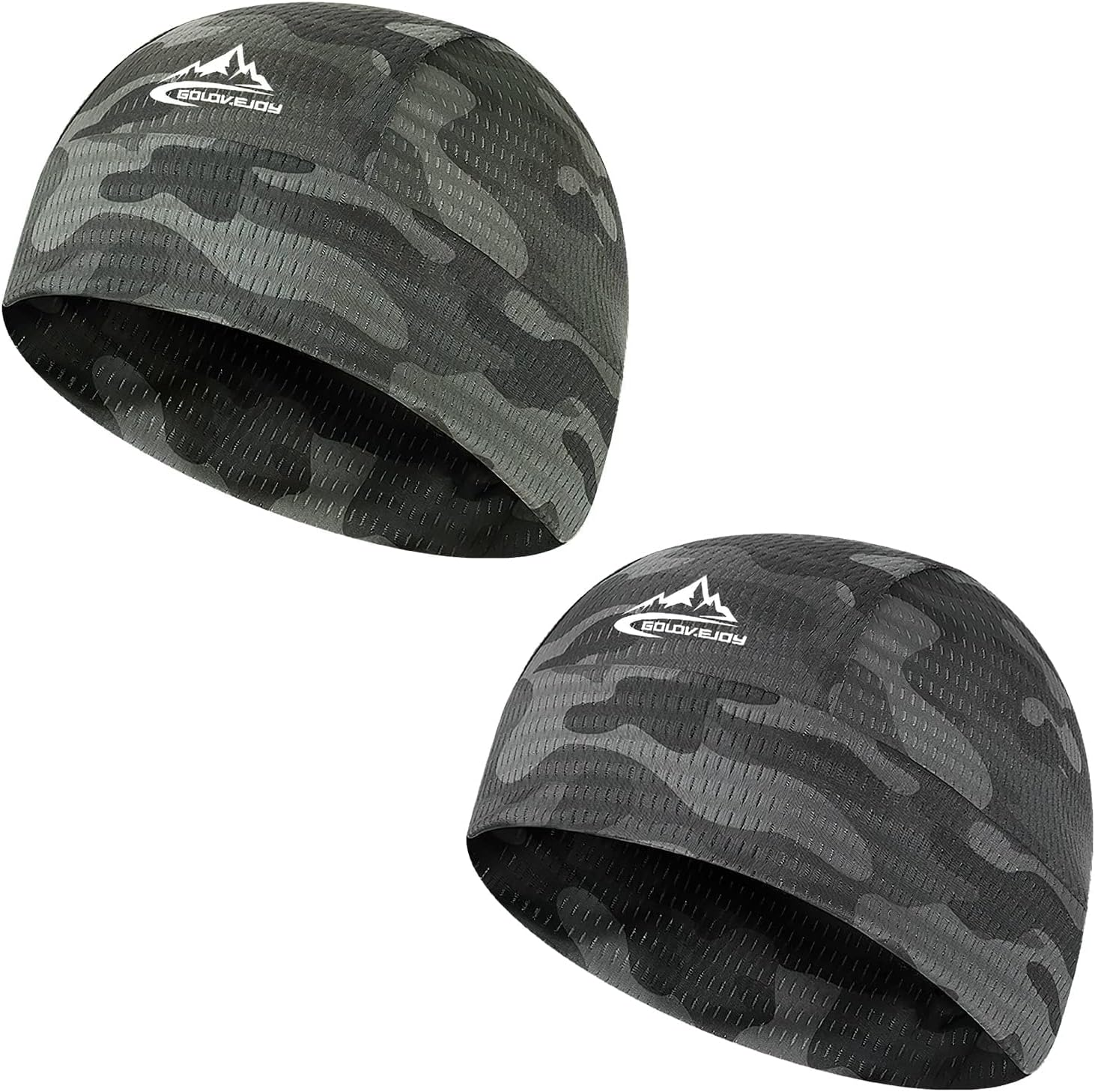 2 Pack Skull Cap Helmet Liner Sweat Wicking Cycling Running Hat, Cycling Skull Caps Wicking Beanie Do Rag Head Wrap for Men Women(Camouflage Black & Camouflage Green) image number 1