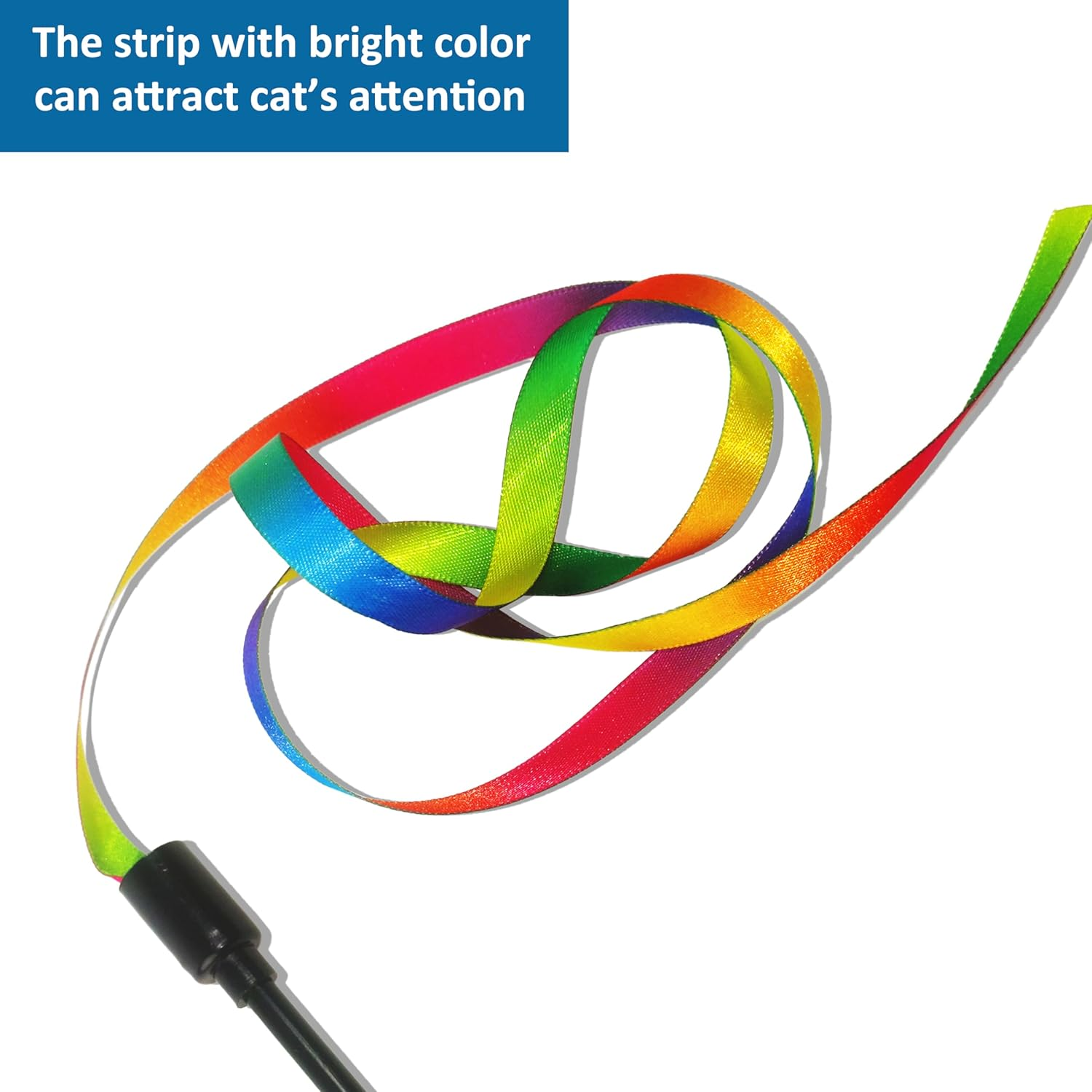 Cat Wand Interactive Toys, 2 Sets of Colored Fabric Ribbon Stick, Indoor Interactive Cat Rope Toys, Cat Athletes Pet Toy Accessories (Rainbow Cat Rope Toys) image number 4