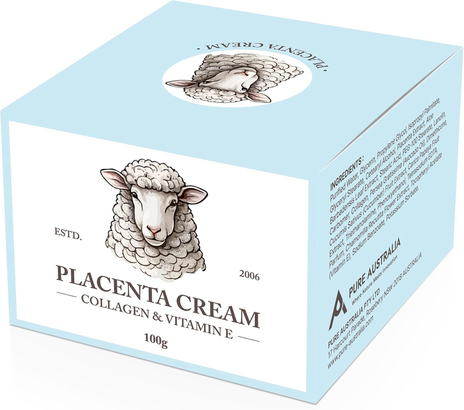 Pure Australia Placenta Cream with Collagen and Vitamin E 100G image number 1