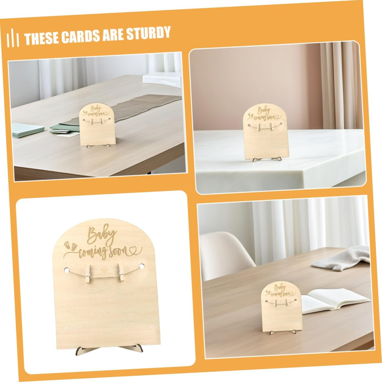 SEWOART 2Sets Wooden Milestone Cards Stand Clips Newborn Shower Milestone Markers for Nursery Wall Decor image number 4