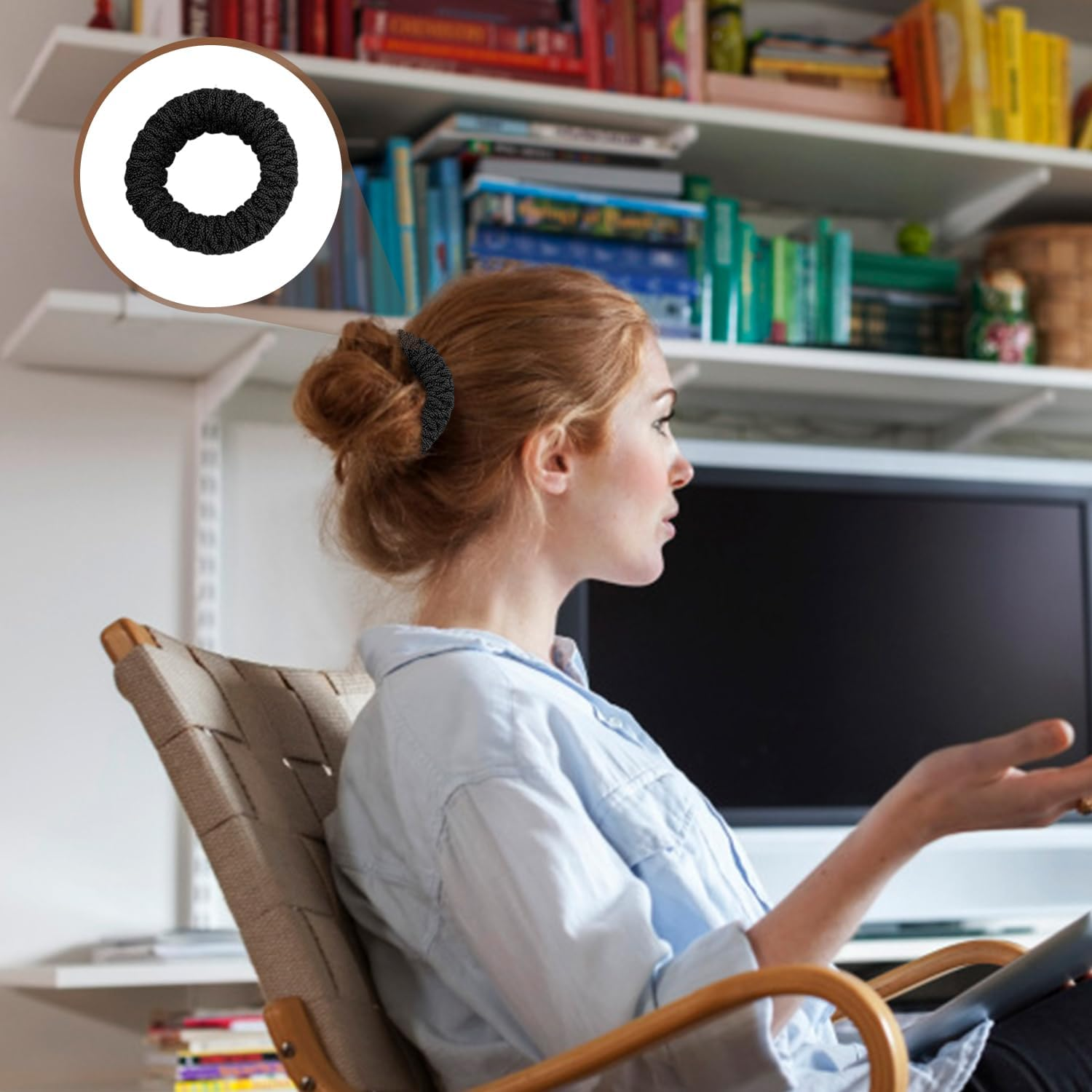 Pack of 30 Hair Ropes, Thickened Elastic Hair Band, Daily Pendulum Hair Band, Curly Hair Band, Suitable for Sports, Travel, Work (Black, White) image number 4