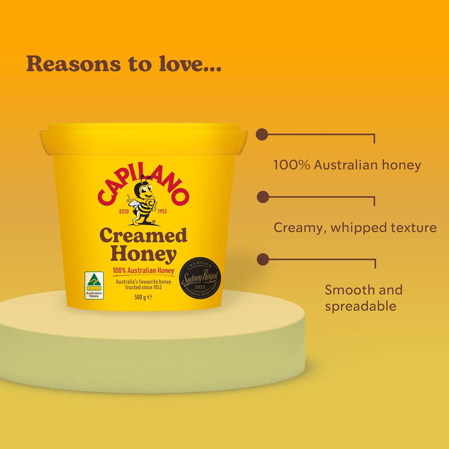 Capilano 100% Pure Australian Creamed, Premium, Honey Bucket, 500G image number 5