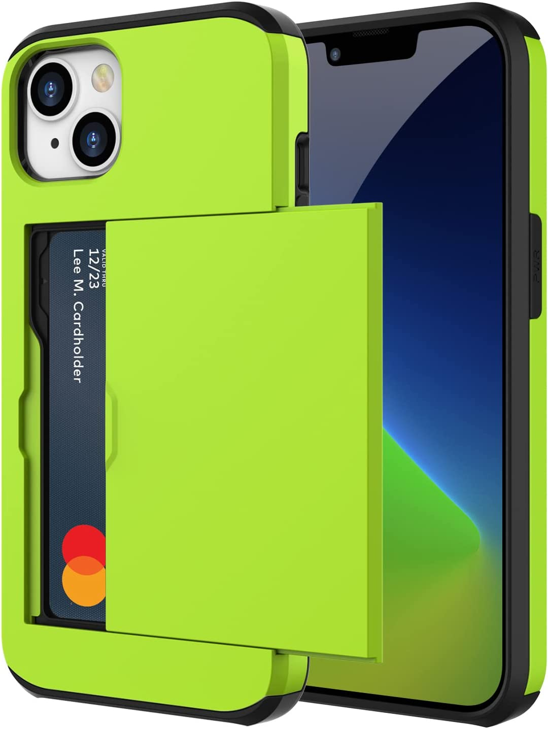 ZUSLAB Iphone 14 Case Slide Armor Card Holder Protective Shockproof Hard Back Cover for Apple - Silver