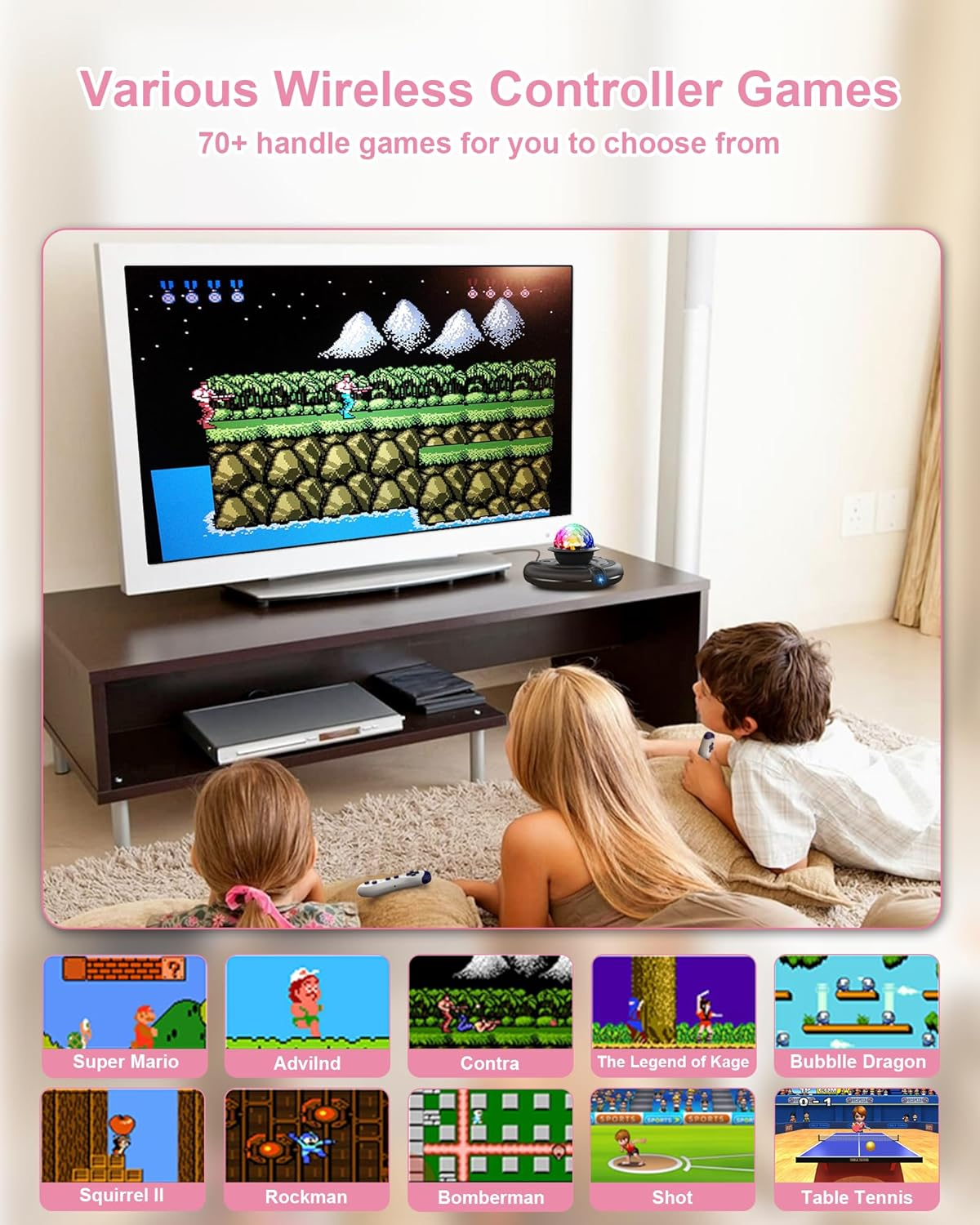 Double Dance Mat, Wireless Dance Mat for TV with Camera, Non-Slip Dance Pad with Wireless Controller, Game Mat Birthday Gifts for Kids Adults Girls Boys (Pink) image number 6