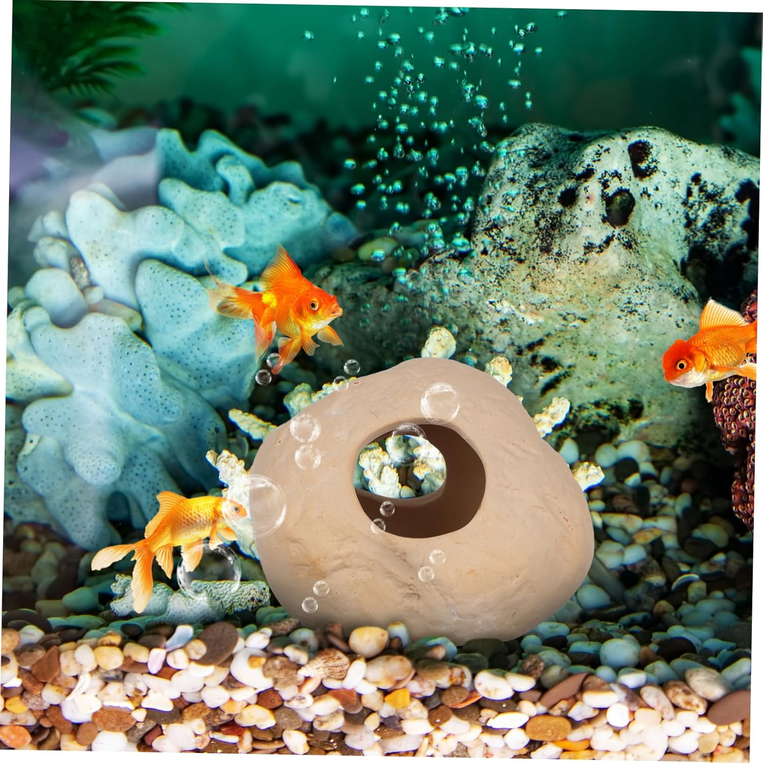 Hohopeti Stone Fish Tank Decor Hideout Cave for Fish Aquarium Versatile Pet Shelter image number 1