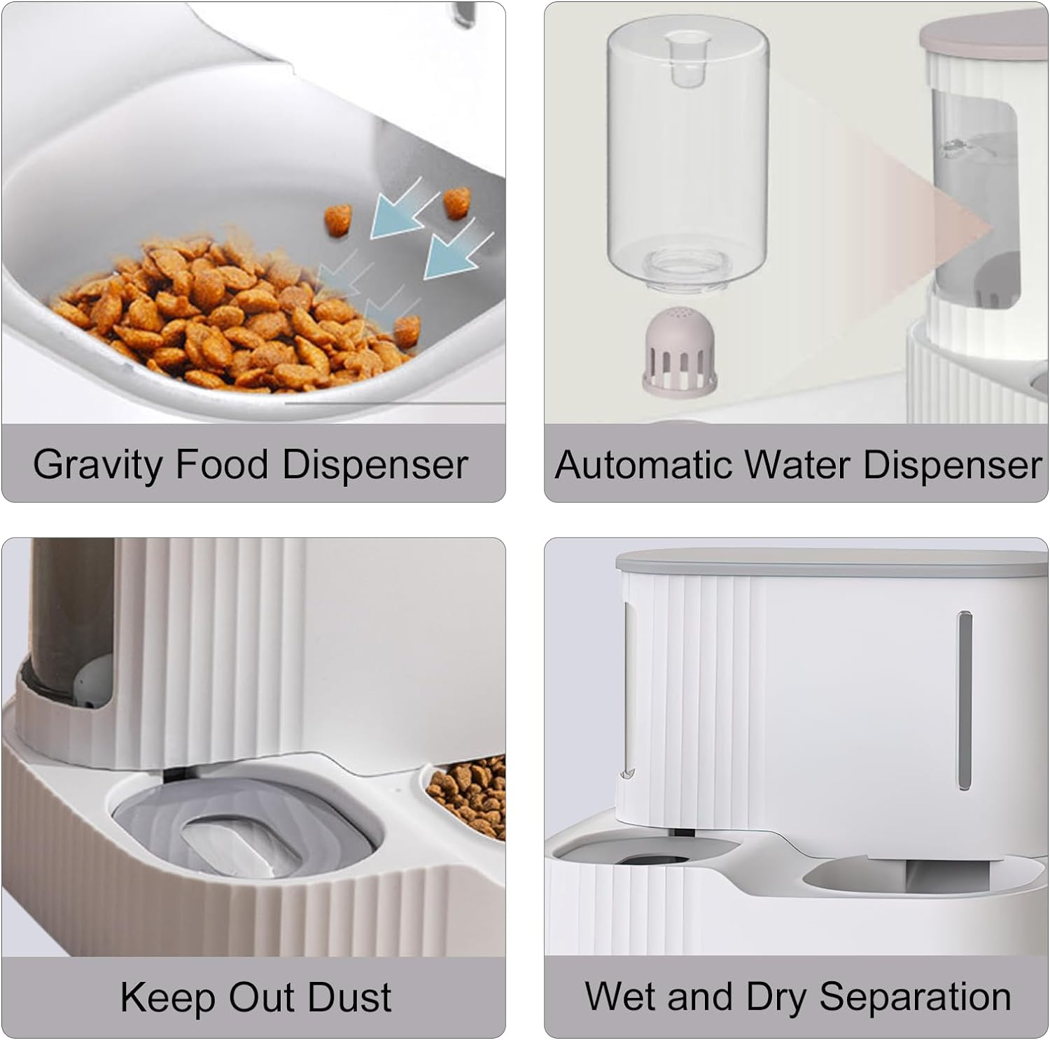 Automatic Dog Cat Feeder and Water Dispenser, Gravity Pet Feeder and Water Dispenser Set for Small Medium Dog Puppy Kitten image number 1
