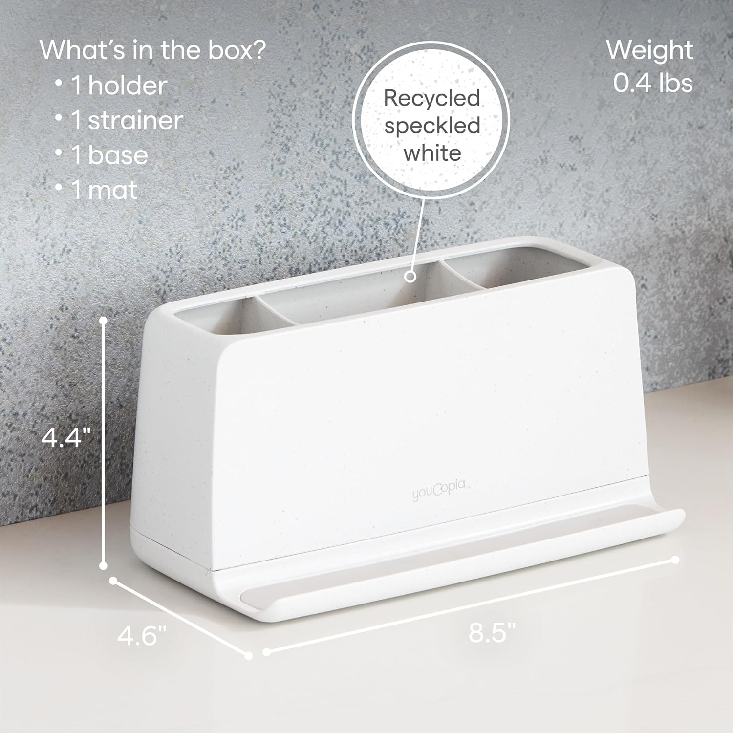 Youcopia the Ledge Toothbrush Holder, 3-Slot, Bathroom Vanity Counter Organizer with Cord Slots, Removable Base and Storage for Phones, Toothpaste and Accessories image number 6