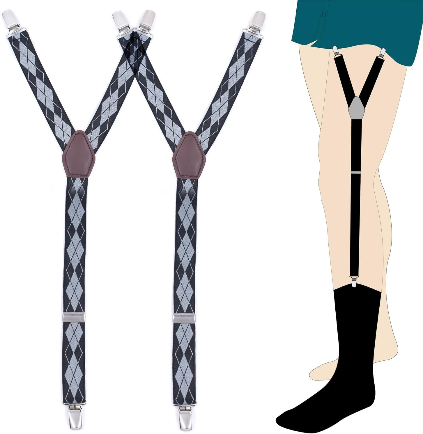 Men'S Shirt Stays 2 Pack Adjustable Suspenders for Dress Shirts Keeps Shirts Tucked