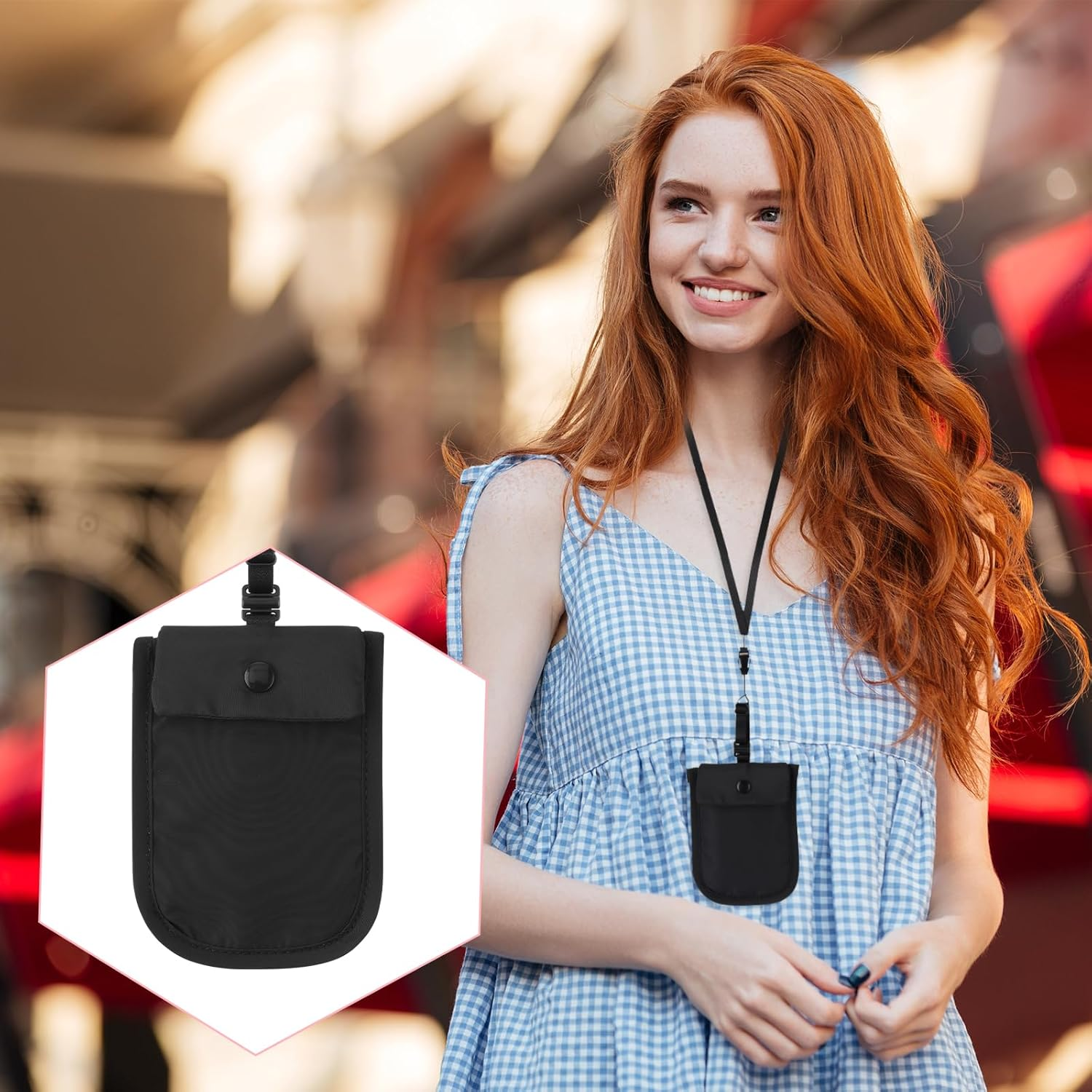 Ahqizfx 2 Pcs Travel Bra Wallet for Women, Hidden Undercover Travel Bra Wallet, Washable Bra Wallet, Secret Stash Pocket for Credit Cards, Money, Valuables with Adjustable Elastic Strap (Pink, Black), image number 4