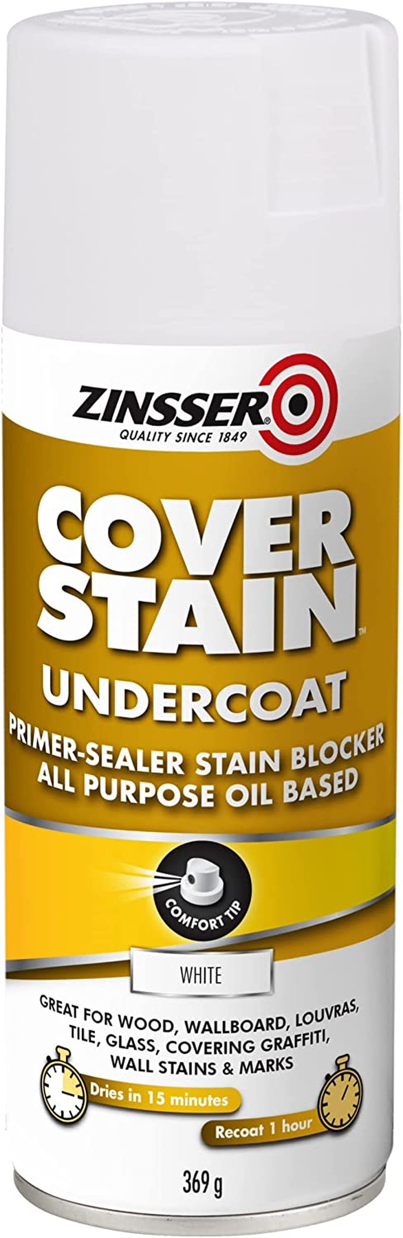 Zinsser Cover-Stain Oil-Base Primer Spray, White, 369 G image number 5