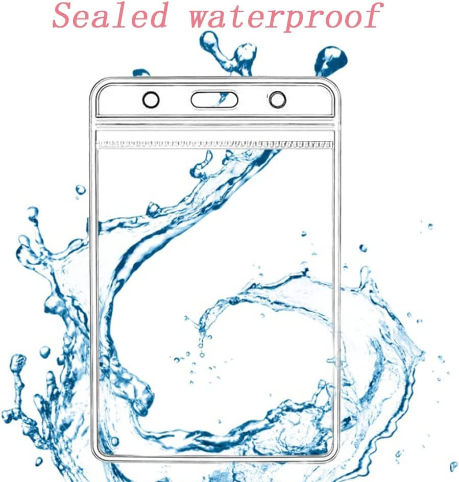 50 Pcs Waterproof ID Badge Holder, POIUNA Clear Plastic Name Badge ID Card Holders with Waterproof Resealable Zip, Plastic Name Tag Holder (50) image number 1