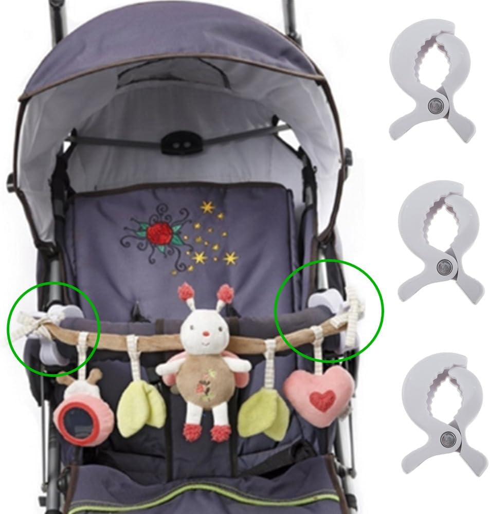 Cuicanfla Mosquito Net Clips, Sun Shade to Canopy, 6 Pcs Stroller Pegs Clips, Universal Buggy Pram Pegs to Hooks Muslin and Toys,Pram Toy Holder, Car Seat Cover Clips,Nursing Cover Clip,Universal Fit