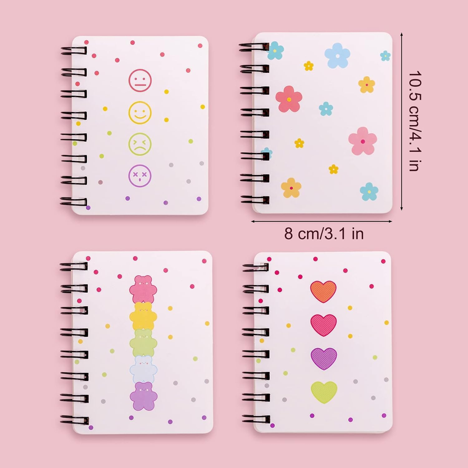OSYLICT Small Spiral Notebook,4 PCS 3.14 X 4.13 Inch Thick Hardcover Notepad,Kawaii Journals for Study and Notes Blank Page Fun Mini Scratch Pads, Back to School Supplies for Gifts Kids and Teachers
