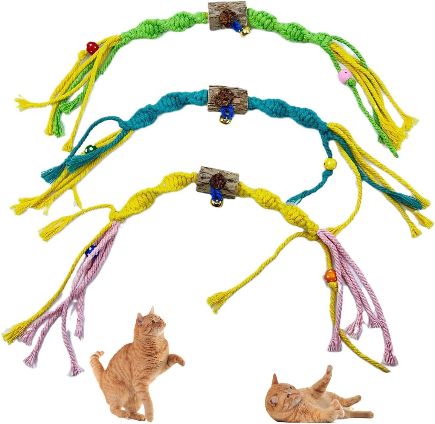 Cat Toys Chew Ropes - 3 Pack Catnip Toys for Teeth Cleaning Large Cat Chew Toys for Teeth Cleaning,Cat Toys with Catnip,Interactive Cat Nip Kicker Toys for Cats Kittens Exercise image number 2