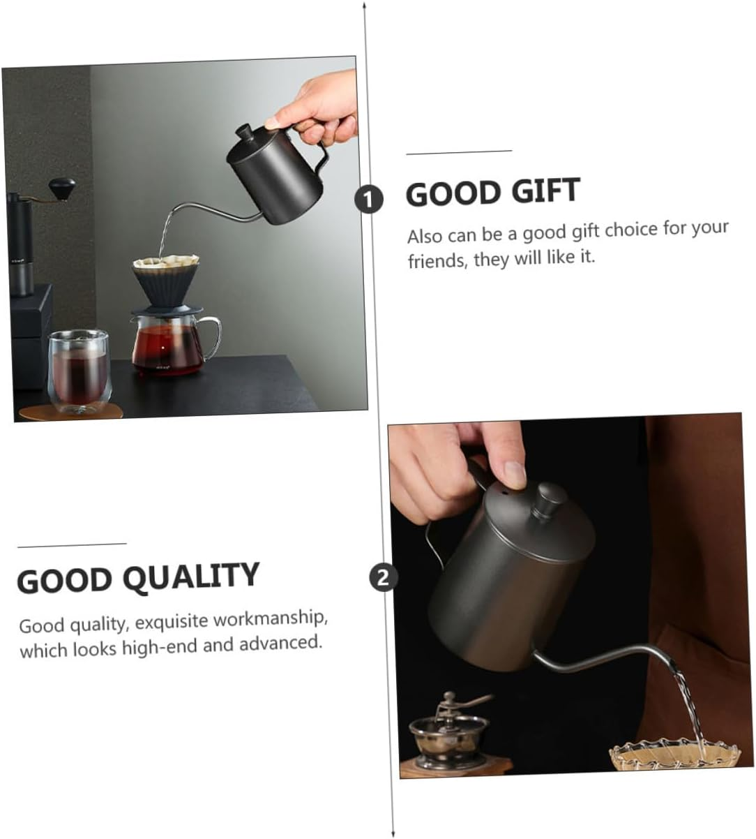 TEHAUX Stainless Steel Coffee Pot Lid, Mini Drip Kettle, Black 304 Water Kettle for Household Tea Brewing and Coffee Serving, Single Piece