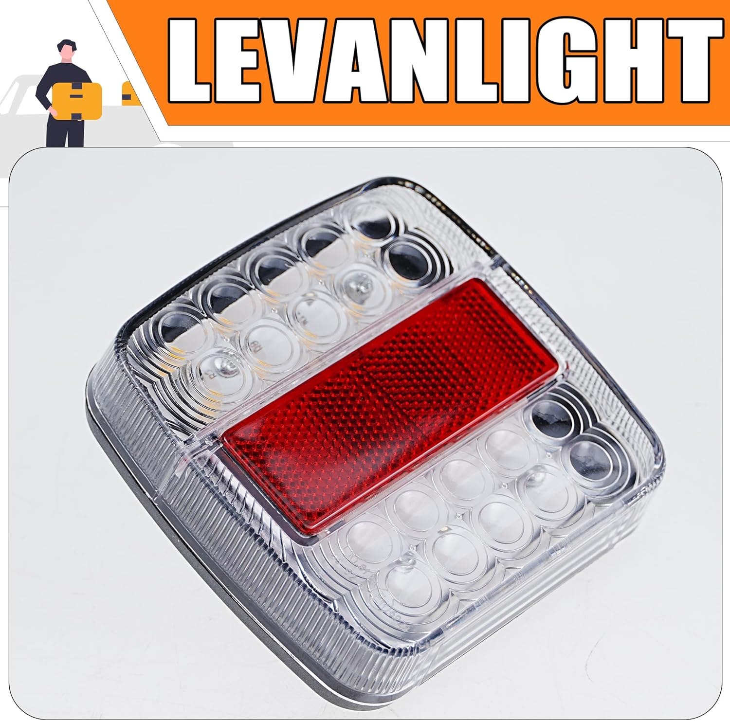 1Pair 12V 26LED Stop Tail Lights Kit Waterproof Turn Signal Running Brake Lights for Boat, Trailer, Truck, RV, Camper, UTV, UTE, Van Clear Lens LED Light Kit image number 4