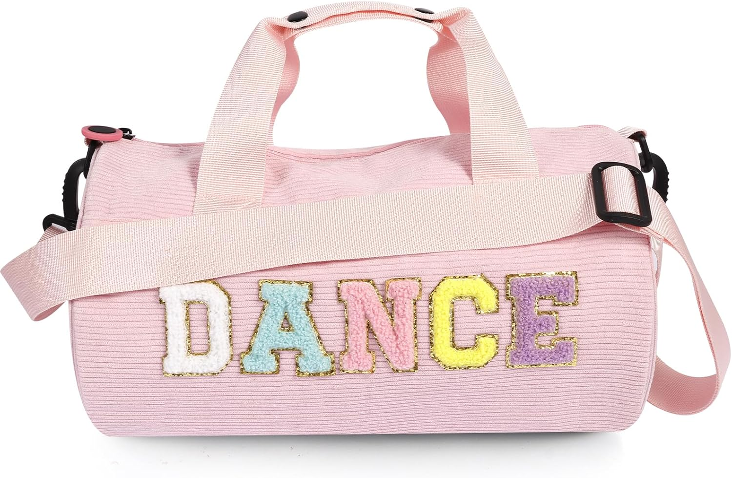 Dance Ballet Bag for Girls Sport Gym Duffle Bags Overnight Travel Bags Fun Dance Corduroy Chenille Letter Bag for Dancers, Purple, Dance Bag