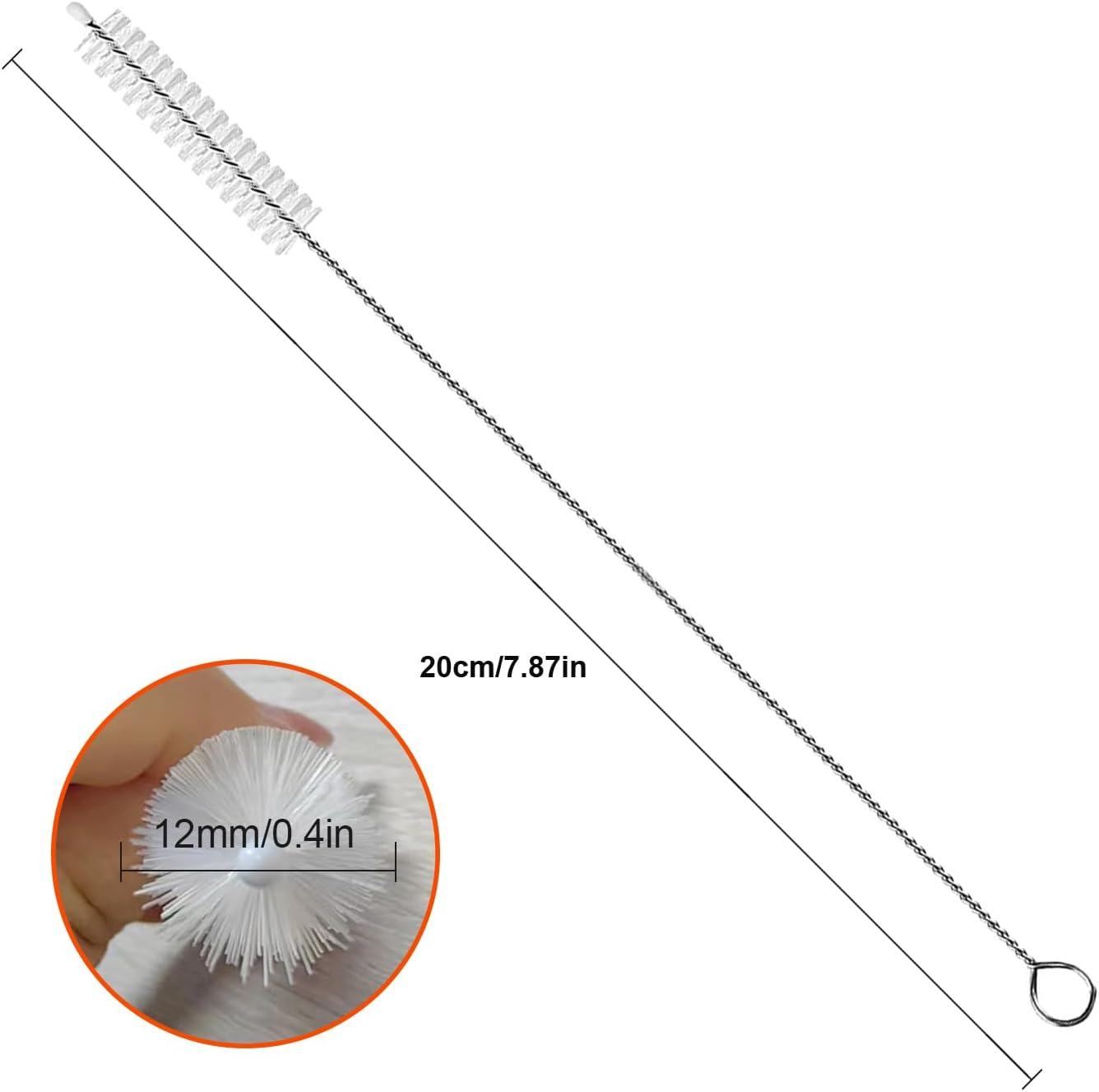 Straw Cleaner Brush, H HOME-MART 6 Pcs Drink Straw Cleaning Brush Kit, Extra Long Pipe Cleaners, Straw Cleaning Brush Bottle Brush Cleaner Pipe Cleaner for Tumbler, Sippy Cup, Bottle and Tube (White) image number 5