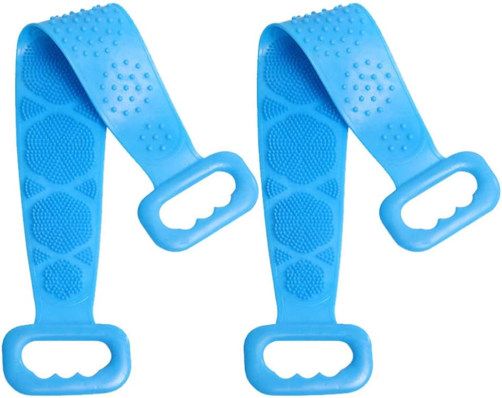 Cabilock 2Pcs Silicone Bathing Massage Brush Exfoliating Shower Towel Hand for Cleaning Bathroom Supplies image number 1