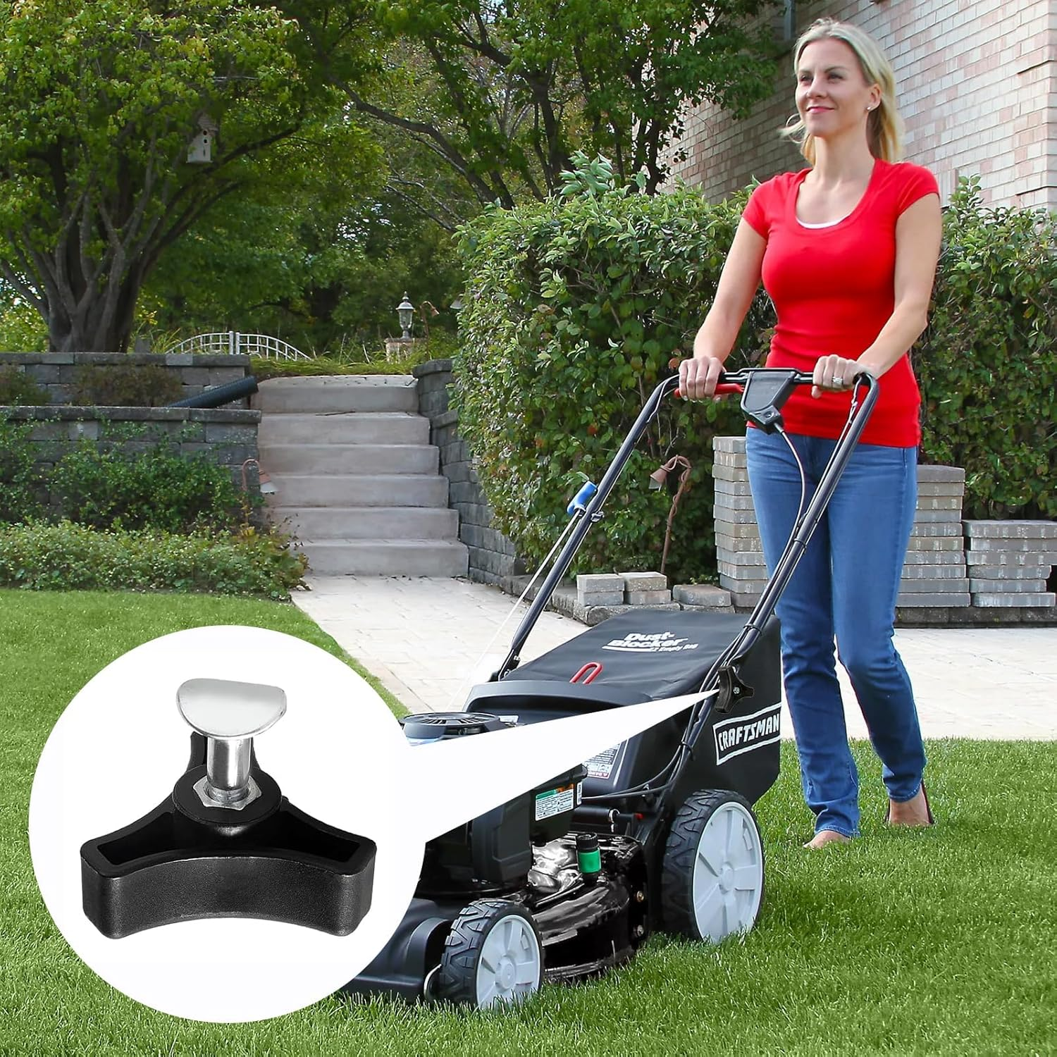 6 Sets Lawn Mower Handle Bolts and Knobs, Triangular Handle Fastening Screw Set Replacement for Honda and Most Other Lawn Mower Machines, Black image number 1