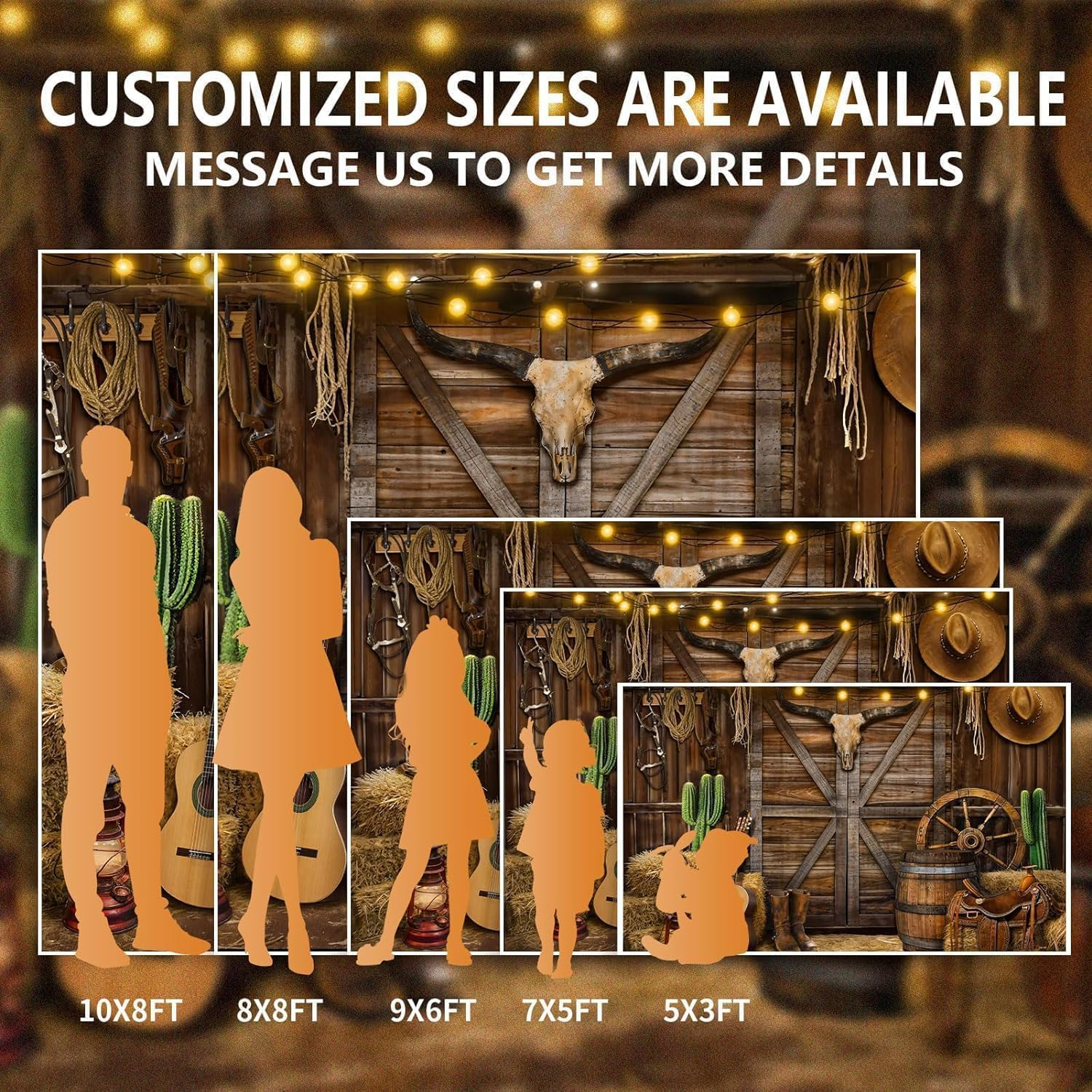 Western Cowboy Backdrop for Photography and Party, Reusable Washable Photography Background for Western Party Decoration, Rodeo Backdrop for Wild West Party - Geiwogwc image number 3