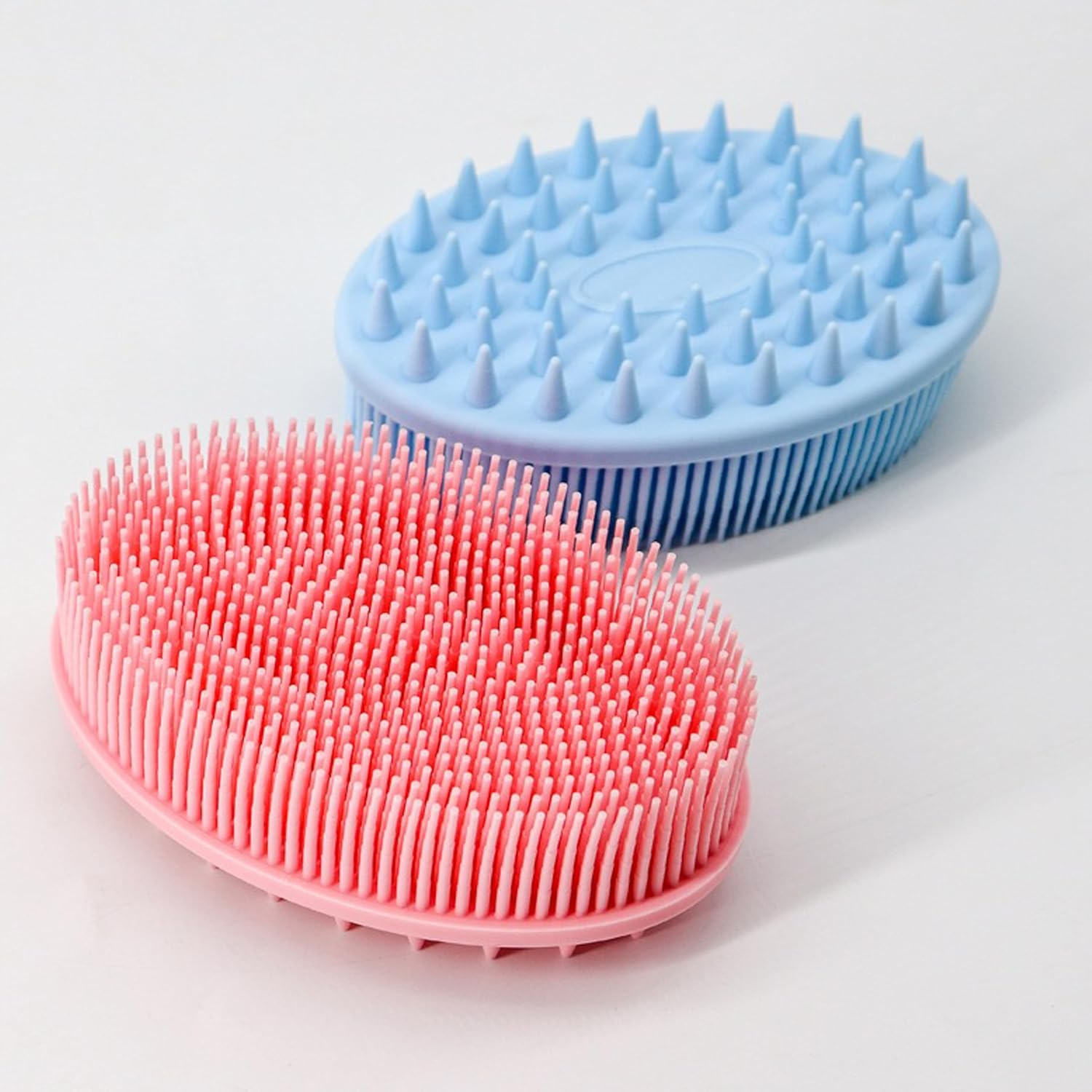 Silicone Body Scrubber, 2PCS Soft Shower Brush, Silicone Loofah with Hook, Bath and Shampoo Massage Hair Brush, Wet and Dry Body Brush for Kids, Women, Men, Adult, Pets image number 2