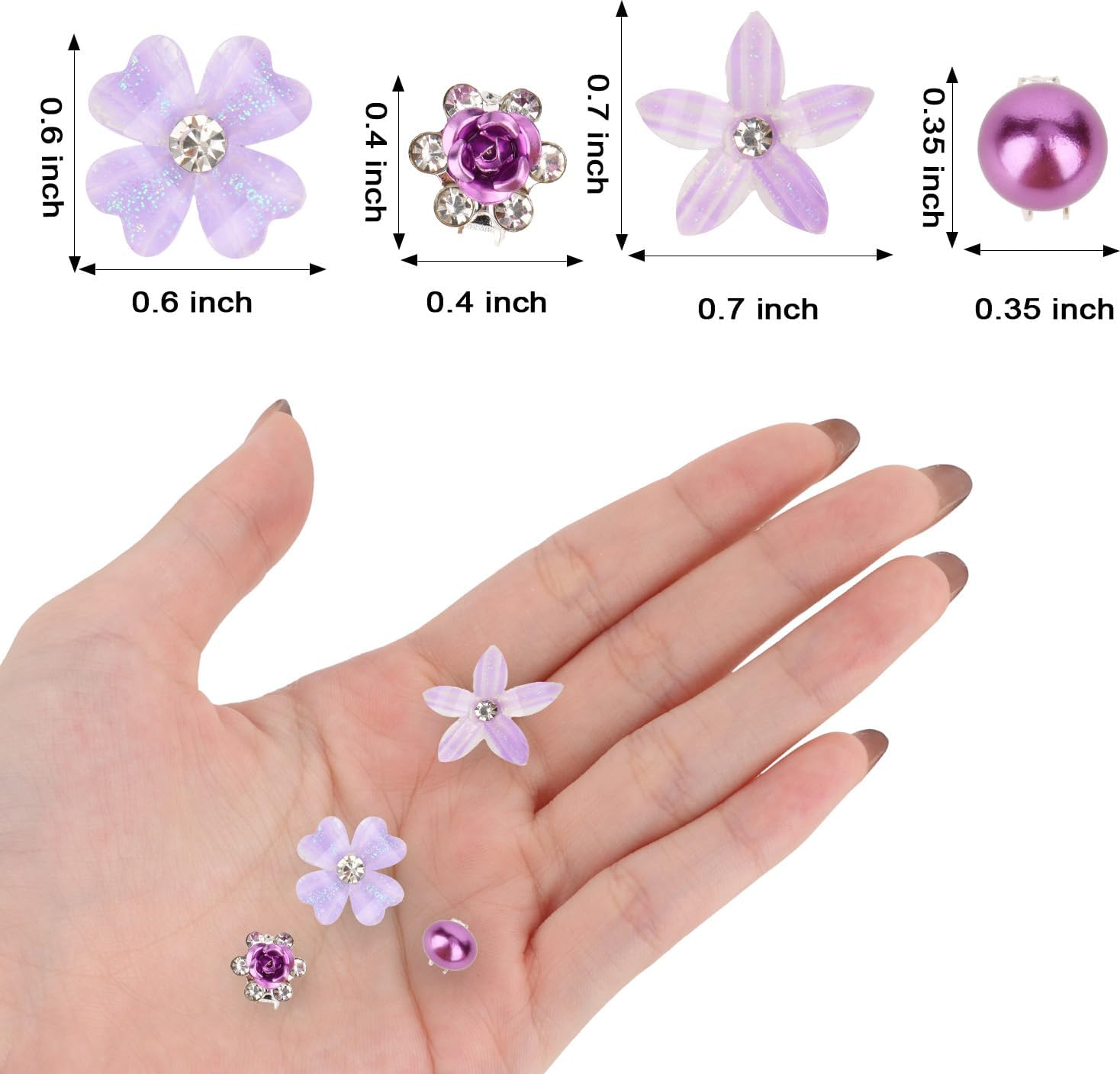 Bumlofa Set of 20 Small Hair Clips in Purple Tones, Elegant Hair Clip Flower with Crystals for a Charming Hairstyle image number 5
