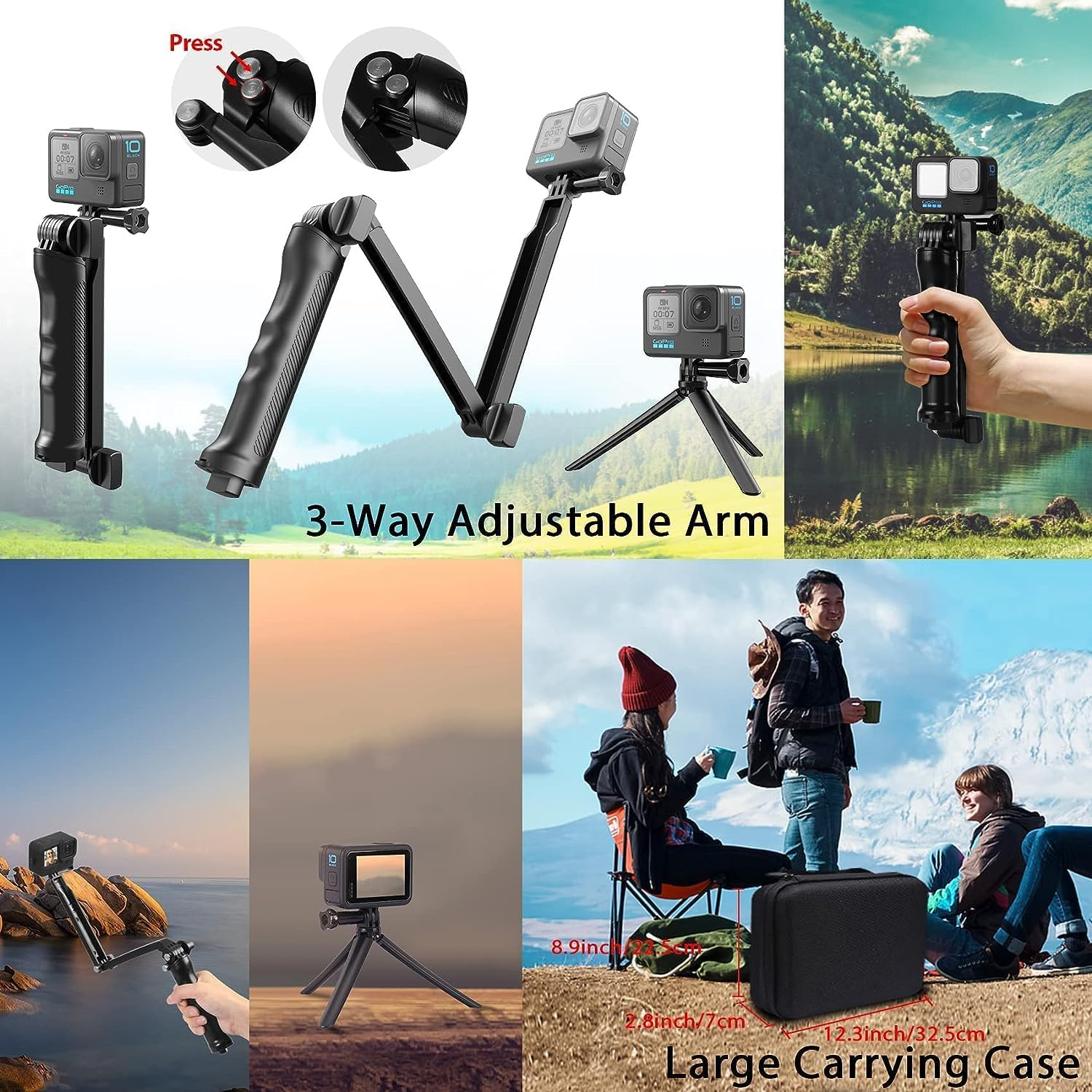 Zarmanuae Action Camera Accessories Kit for Gopro Hero 13 12 11 10 9, Waterproof Housing Case for Gopro Hero 9/10/11/12/13, 63 in 1 Full Essential Accessories Set for Gopro Hero 9-13 Accessories image number 4