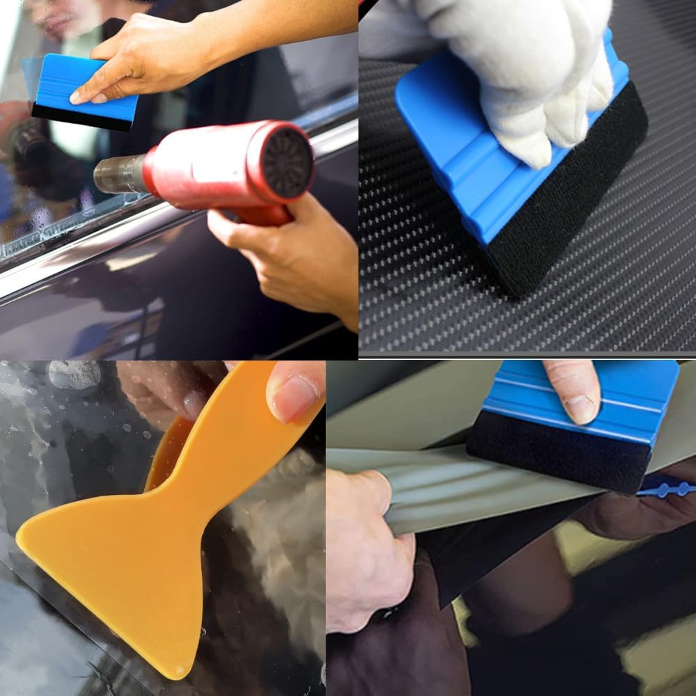Naisfei 18 Pieces of Automotive Vinyl Packaging Kit, Including Extendable Art Knives and Blades, Felt Scraper, Automotive Vinyl Wrapped Window Film Kit, Safety Cutter for Car Wrapping image number 2