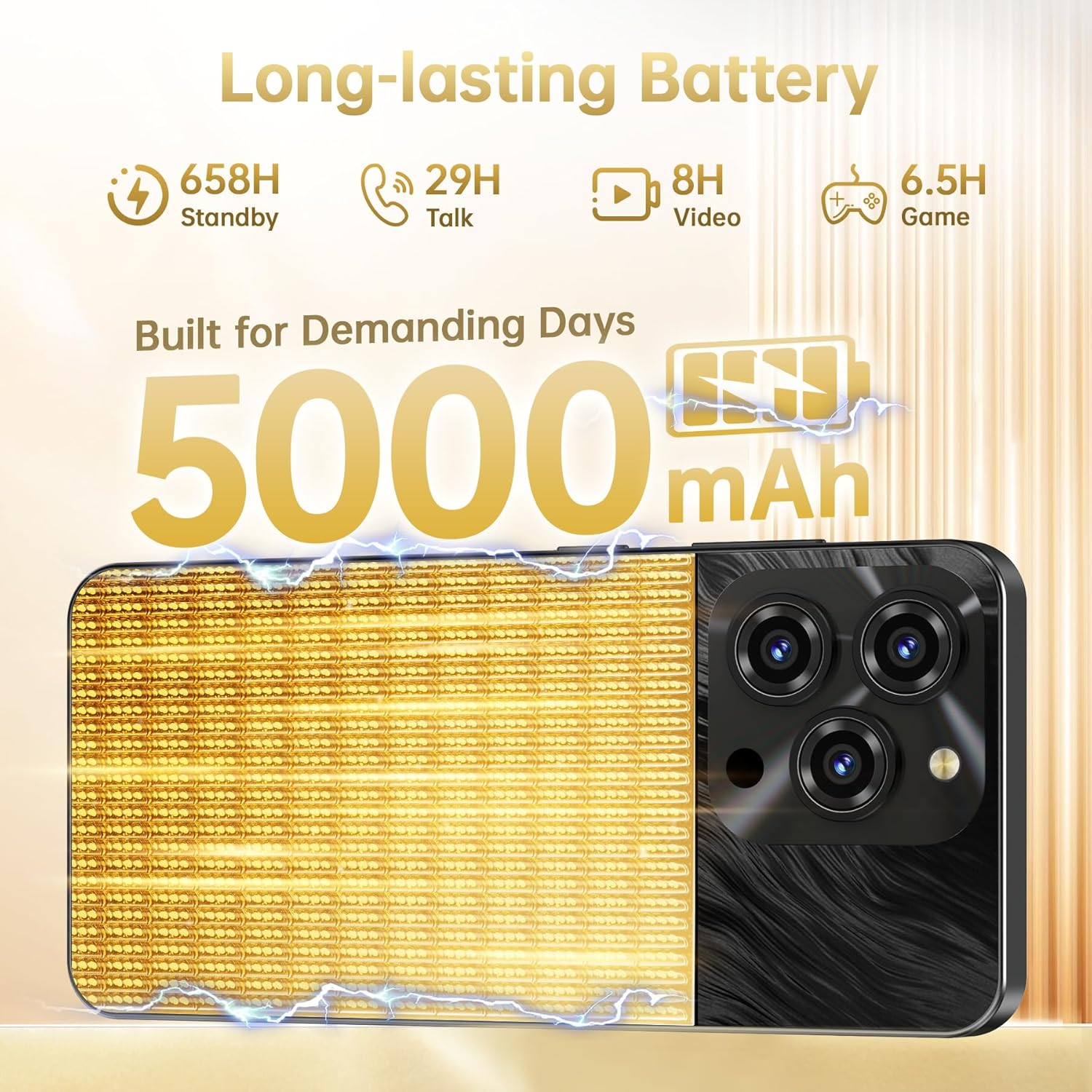 OUKITEL C3 Cell Phone Unlocked 2025-16GB RAM+128GB/TF 1TB ROM Smartphone, 5000Mah Battery, 6.52'' Waterdrop Screen, 13MP+5MP Camera, 4G Dual SIM Android Phone, Face Id/3.5Mm Jack/Gps/Bt5.0, Pink image number 5