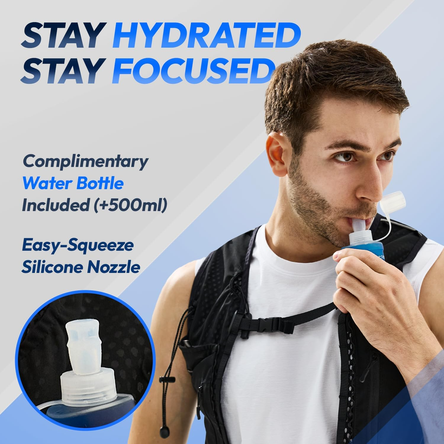 ALL REMATE Ultimate Multi-Sport Trail Running Vest with Water Bottle & Whistle &ndash; Ergonomic Lightweight Reflective Breathable Adjustable with Multiple Pockets & Straps image number 1