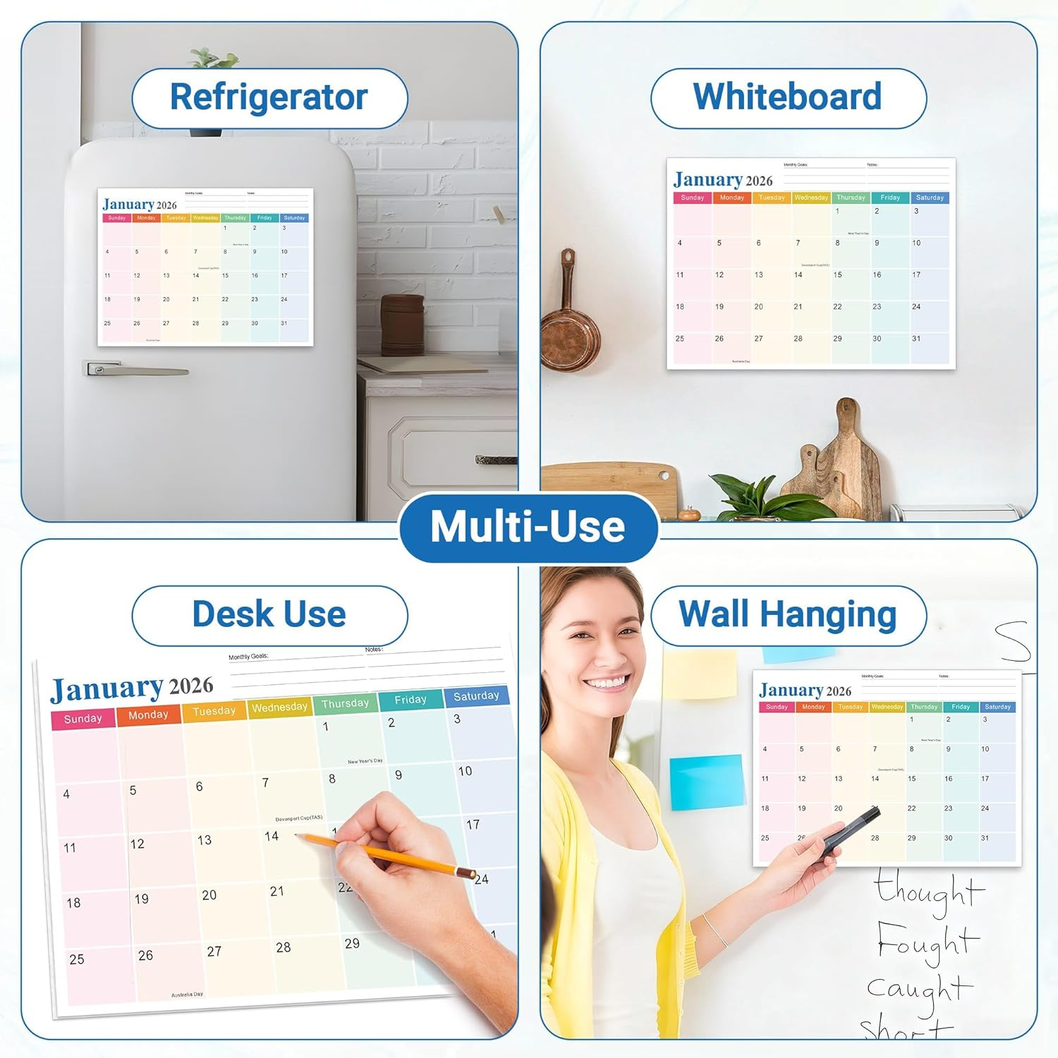 Magnetic Calendar for Refrigerator 2026-2027, 18-Month Fridge Calendars with Australia Holidays & Stickers, Monthly Planner Jan 2026&ndash;Jun 2027 for Home Family Easy Tracking Organizing Planning Gift image number 5