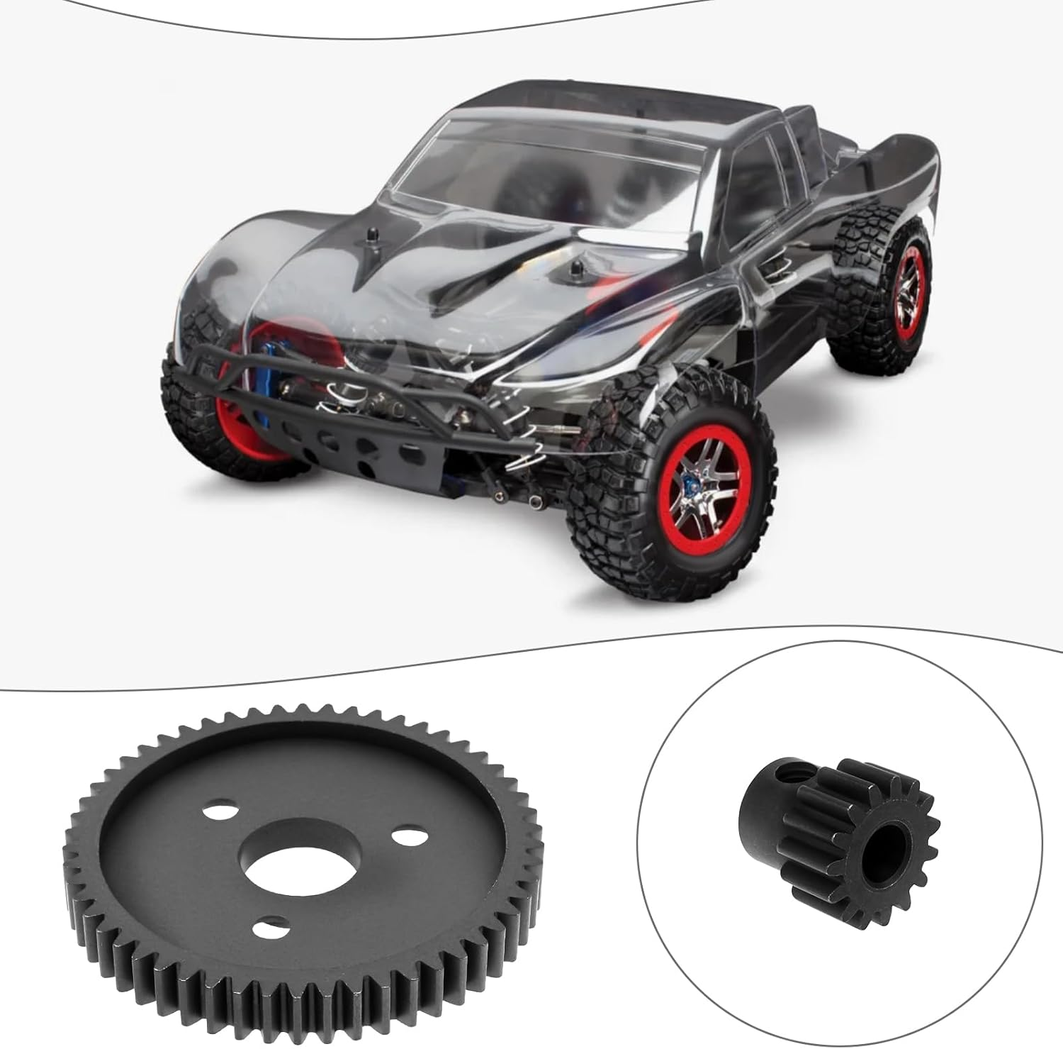 Ecsing 1 Sets 0.8 32 Pitch Metal Steel 3956 Motor Gears Spur Gear with 15T 17T 19T Pinions Gear Compatible with Tra-Xxas 1/10 Slash 4X4 4WD 2WD image number 2