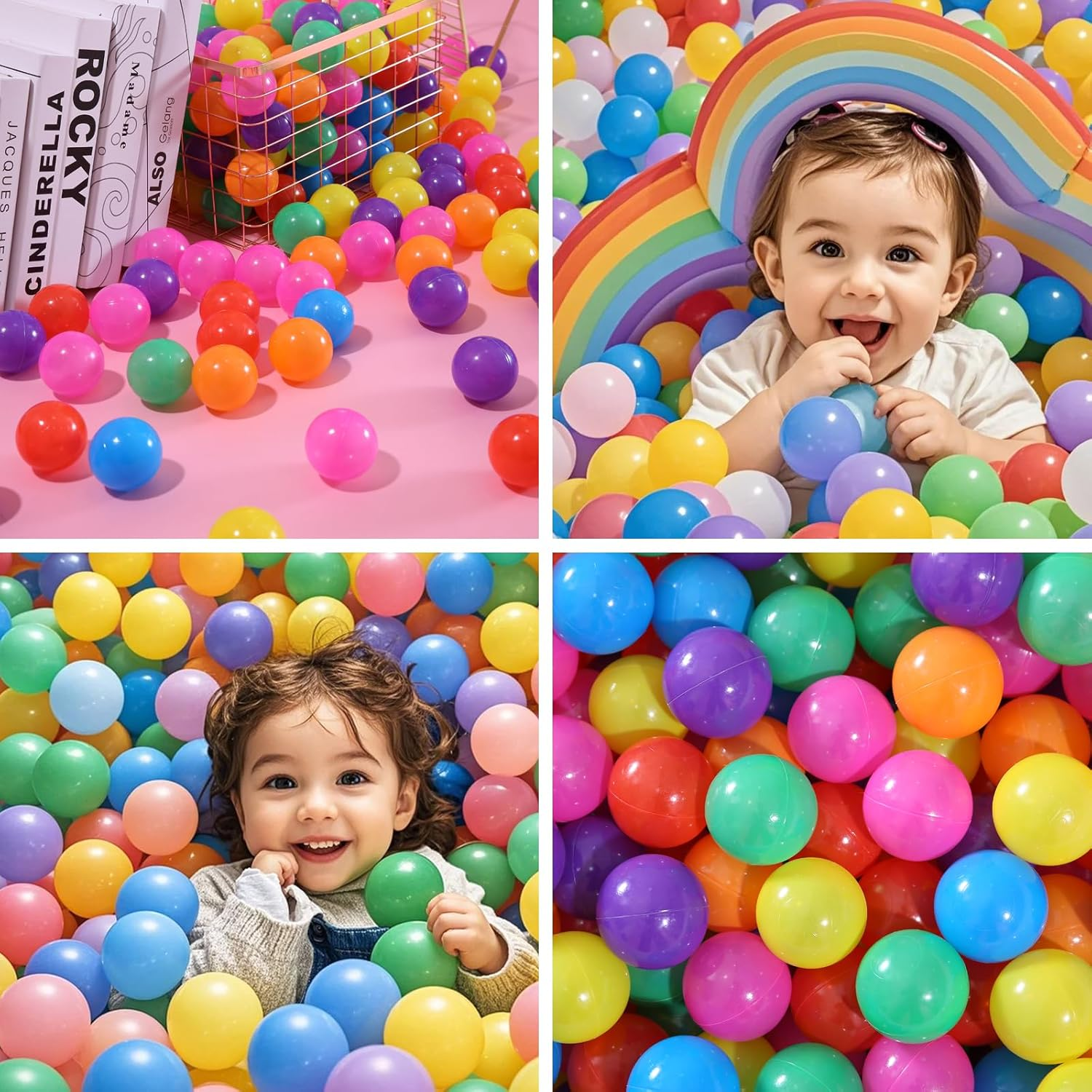 Playmaty Colorful Ball Pit Balls -2.16Inches Phthalate Free BPA Free Plastic Ocean Balls for Kids Swim Pit Fun Toys 100 Pieces for Toddlers and Baby Playhouse Play Tent Playpen Pool image number 1