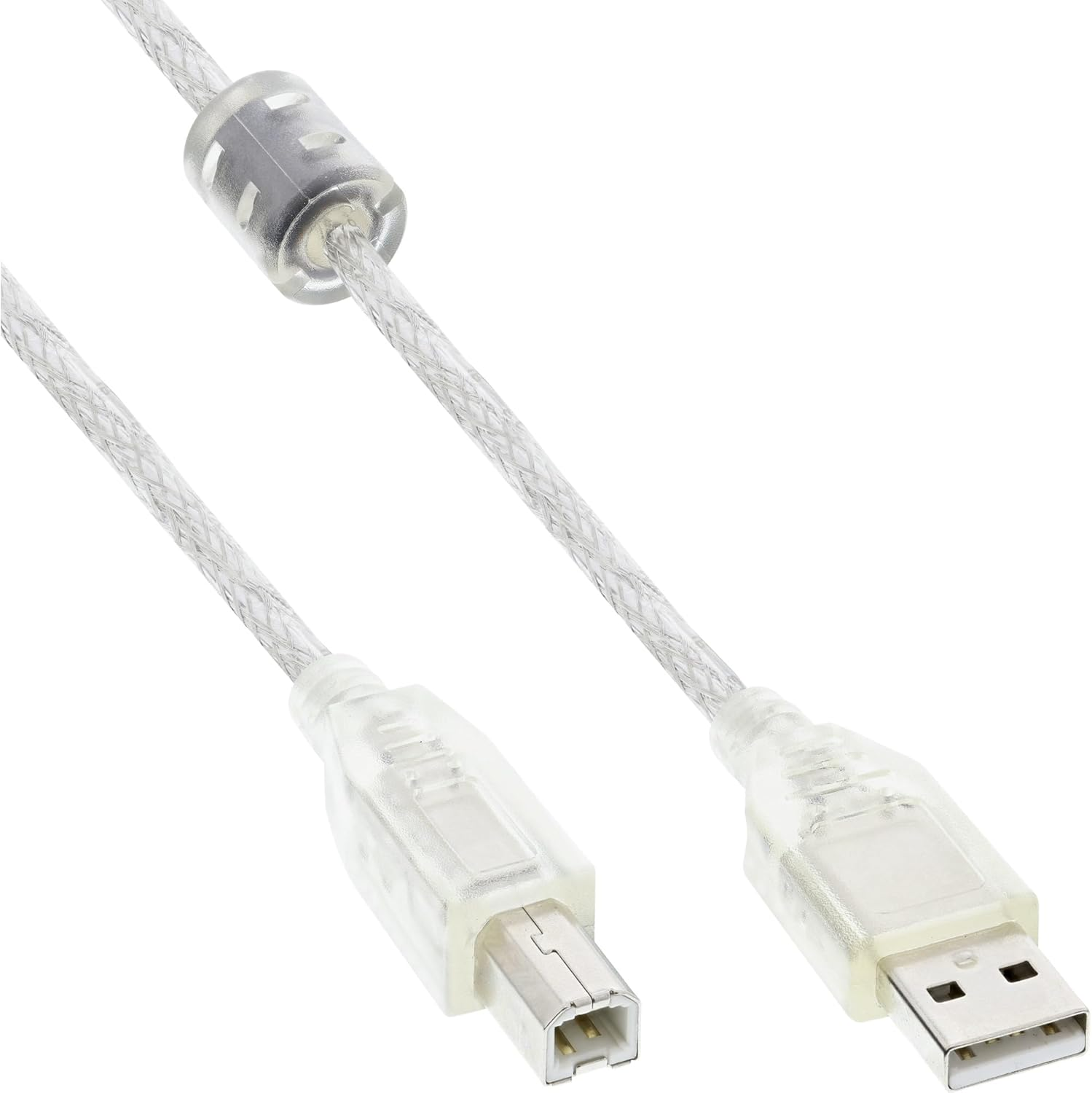 Inline&reg; USB 2.0 Cable, Transparent, AM/BM, with Ferrite Core, 2M 1X image number 1