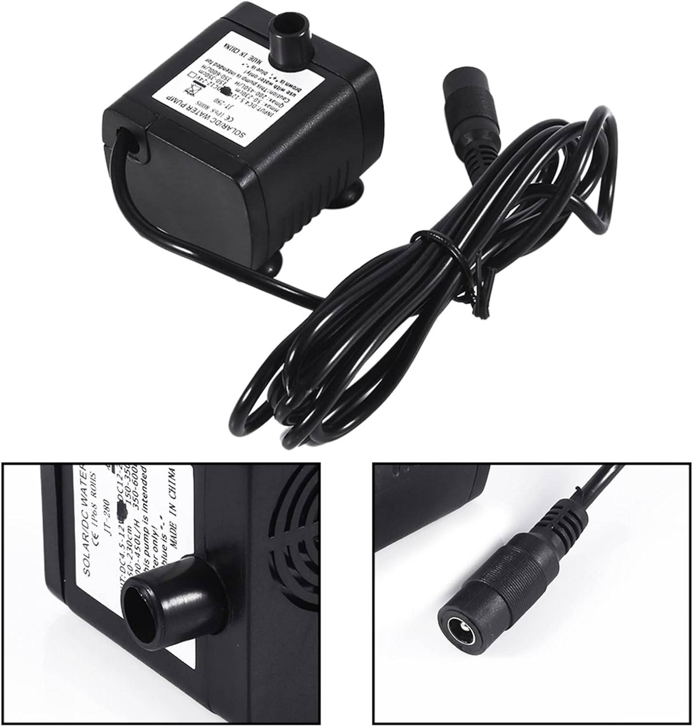 DC12V Solar Amphibious Mini Submersible Water Pump Ultra Quiet Brushless Micro Water Pump High Efficiency Low Noise for Fountain Pond Fish Tank ABS Black 142G image number 6