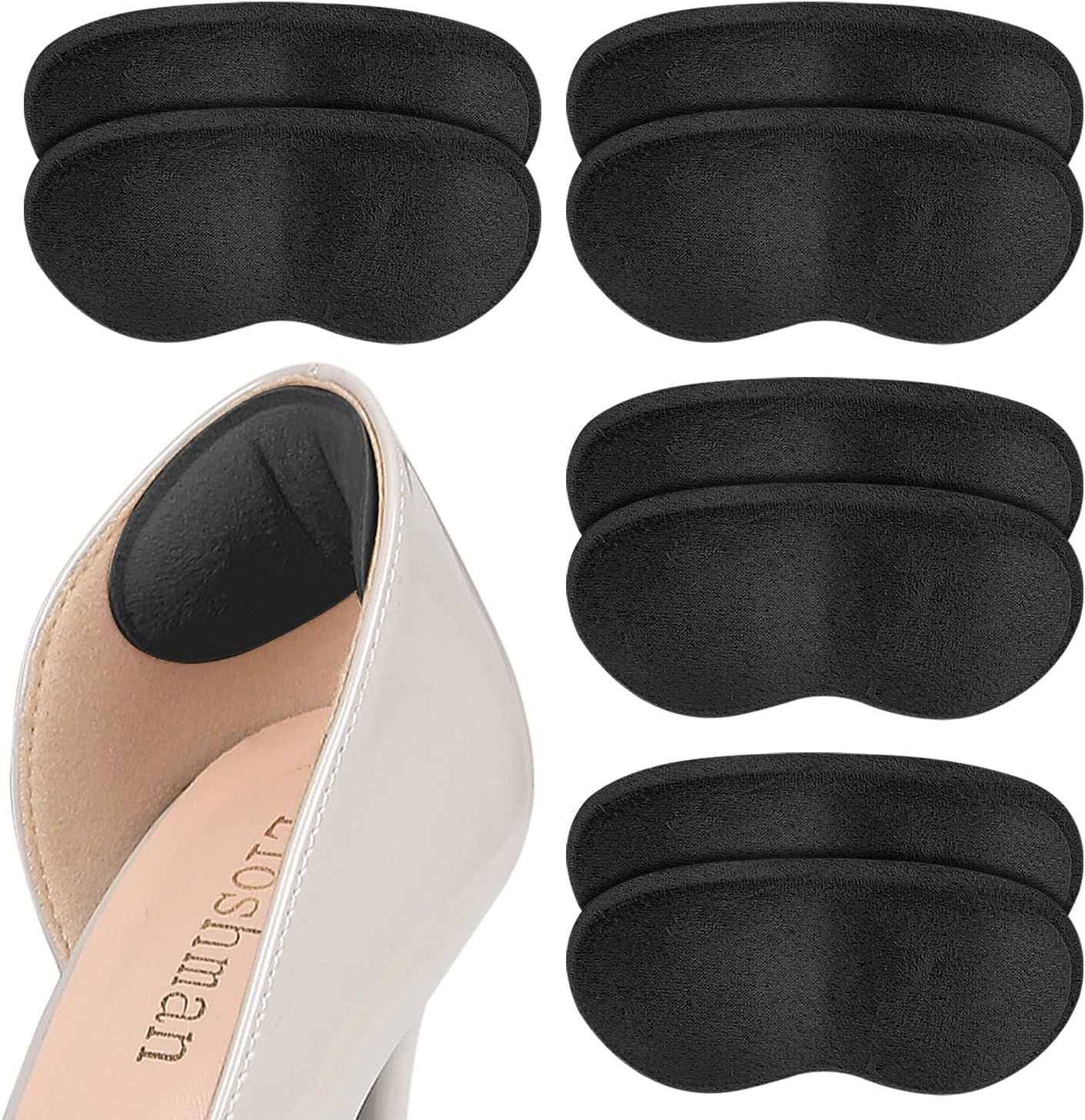 Heel Grips for Shoes That Are Too Big - Shoe Inserts for Women & Men, Non-Slip Heel Pads with Cushioning, Blister Prevention Liner for Loose Shoes, Gap Filler Comfort Accessories (Black, 4 Pairs)
