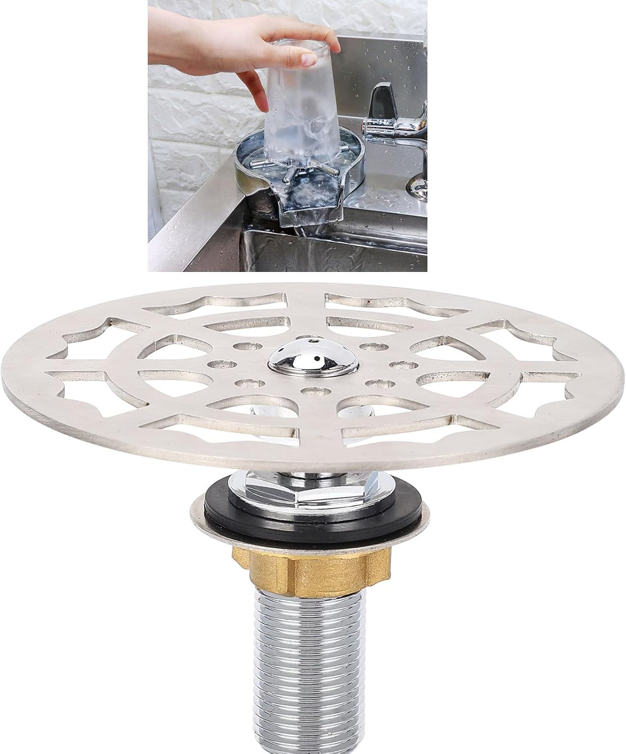 Automatic Cup Cleaner Faucet, Stainless Steel Cup Washer Rinser Faucet Head for Bars, Restaurants, Stainless Steel Material image number 2