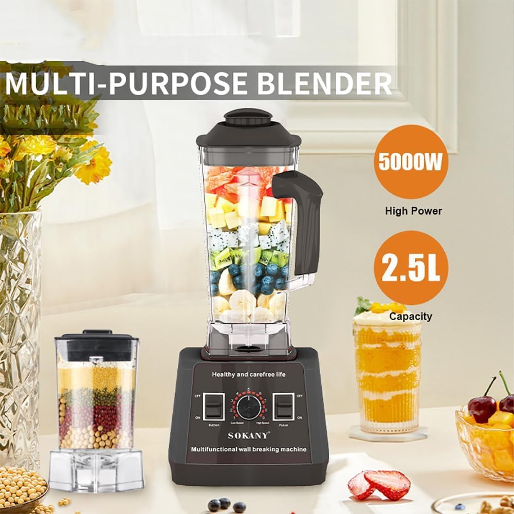 Blender Grinder with 2.5L Jug, Multi Speed Smoothie Blender, Mixer & Food Processor, Spice Grinder, Smoothie Maker with 6 Stainless Steel Blades, Heat Protection, Bpa-Free, 5000W image number 4